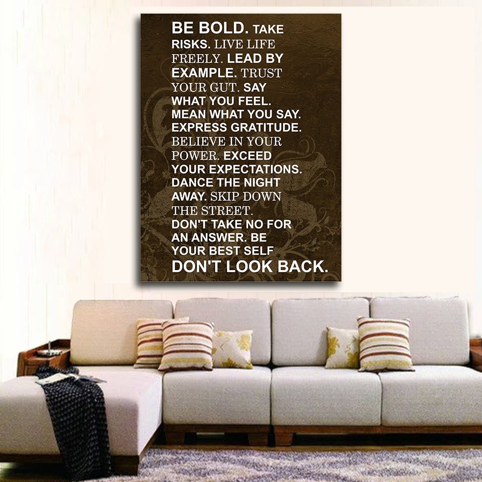 Be Bold Take Risks Live Life Freely Lead By Example Motivational Framed Canvas Wall Art