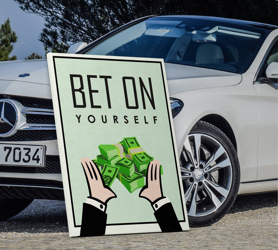 Bet On Yourself Monopoly Style Motivational Canvas Wall Art