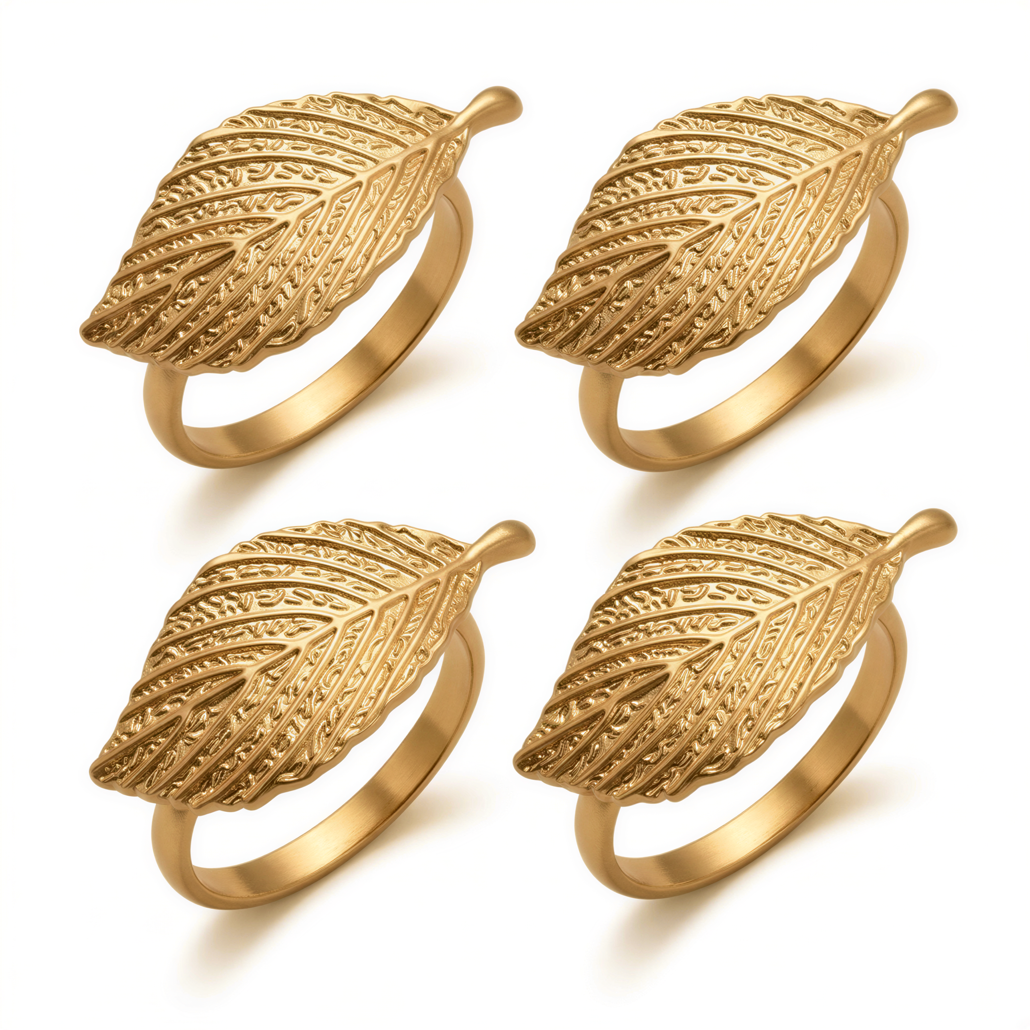 Gold Leaf Napkin Rings – Elegant Napkin Ring Set for Wedding Table Decor