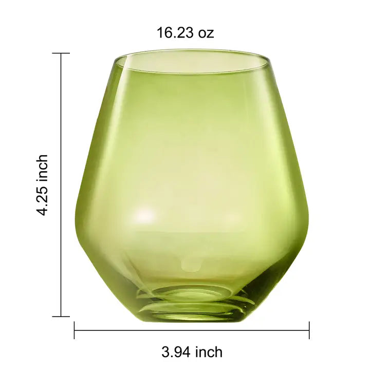 Fortuna Stemless Wine Glassware, Set of 6