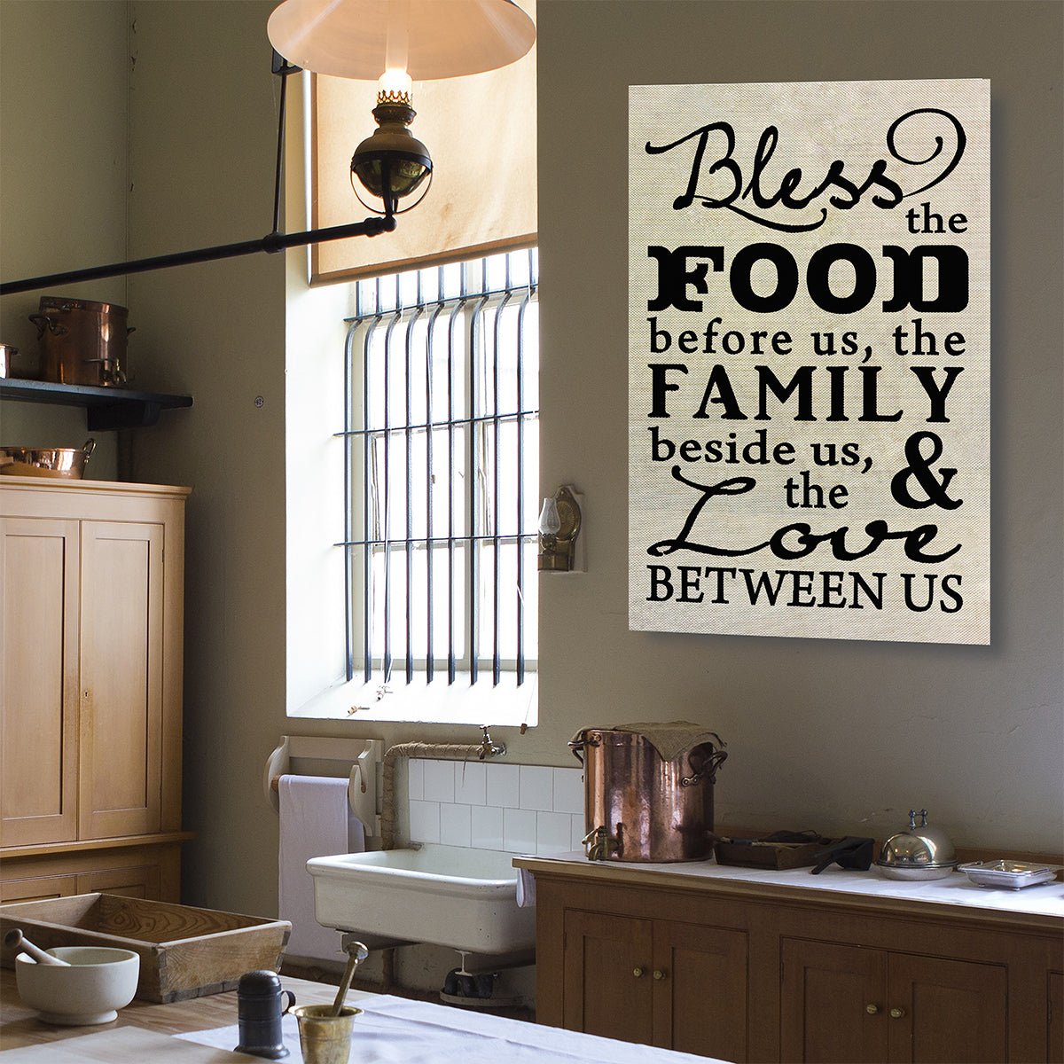 Bless The Food Before Us The Family Beside Us And The Love Between Us Canvas Wall Art