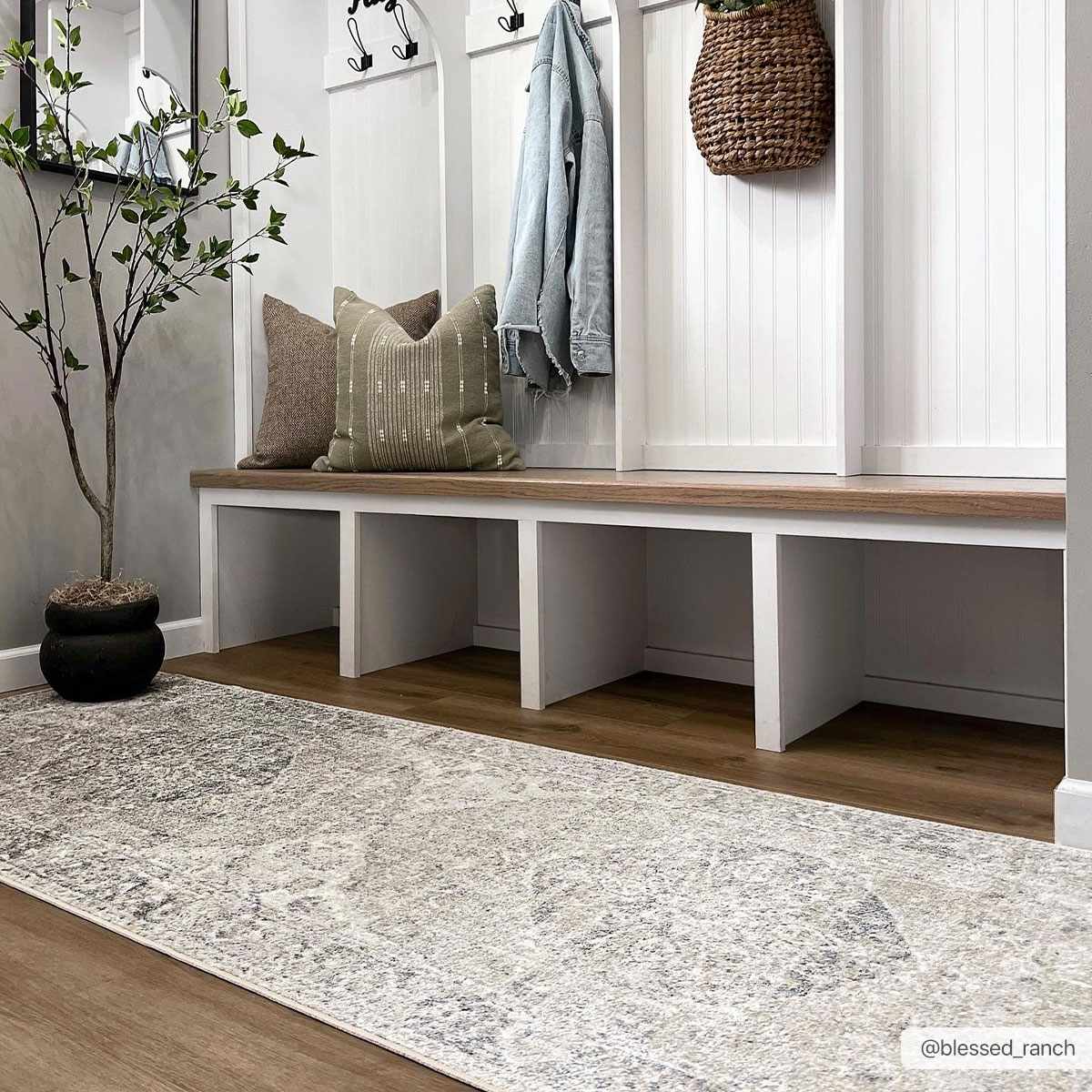 Rudo Blue Washable 7ft Runner Rug