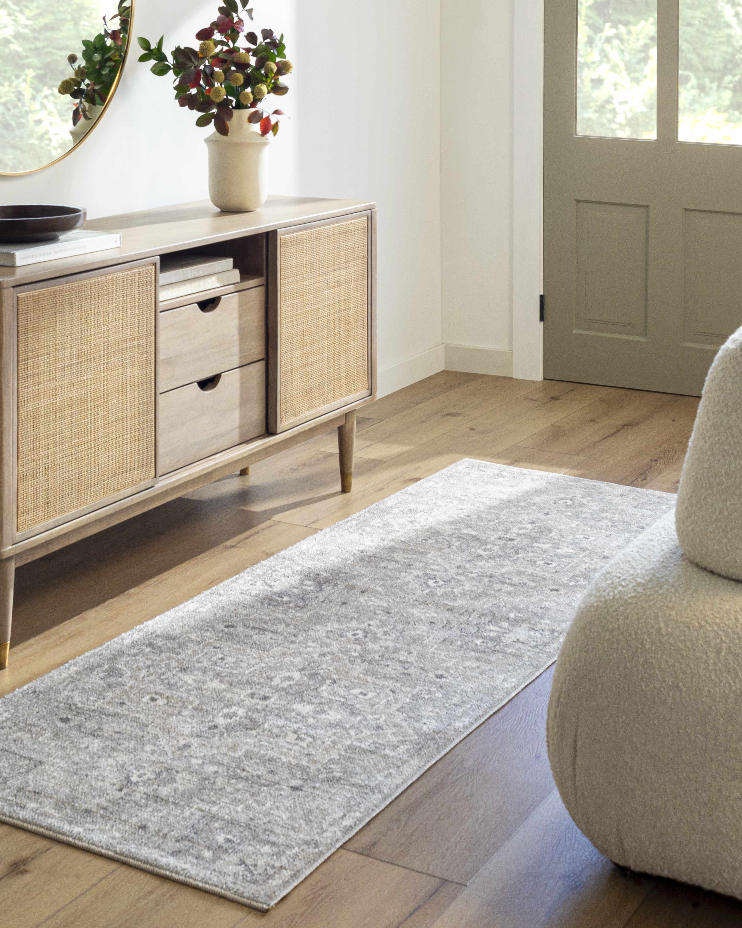 Elle Medallion Light Gray 7ft Runner Rug - Livabliss x Becki Owens