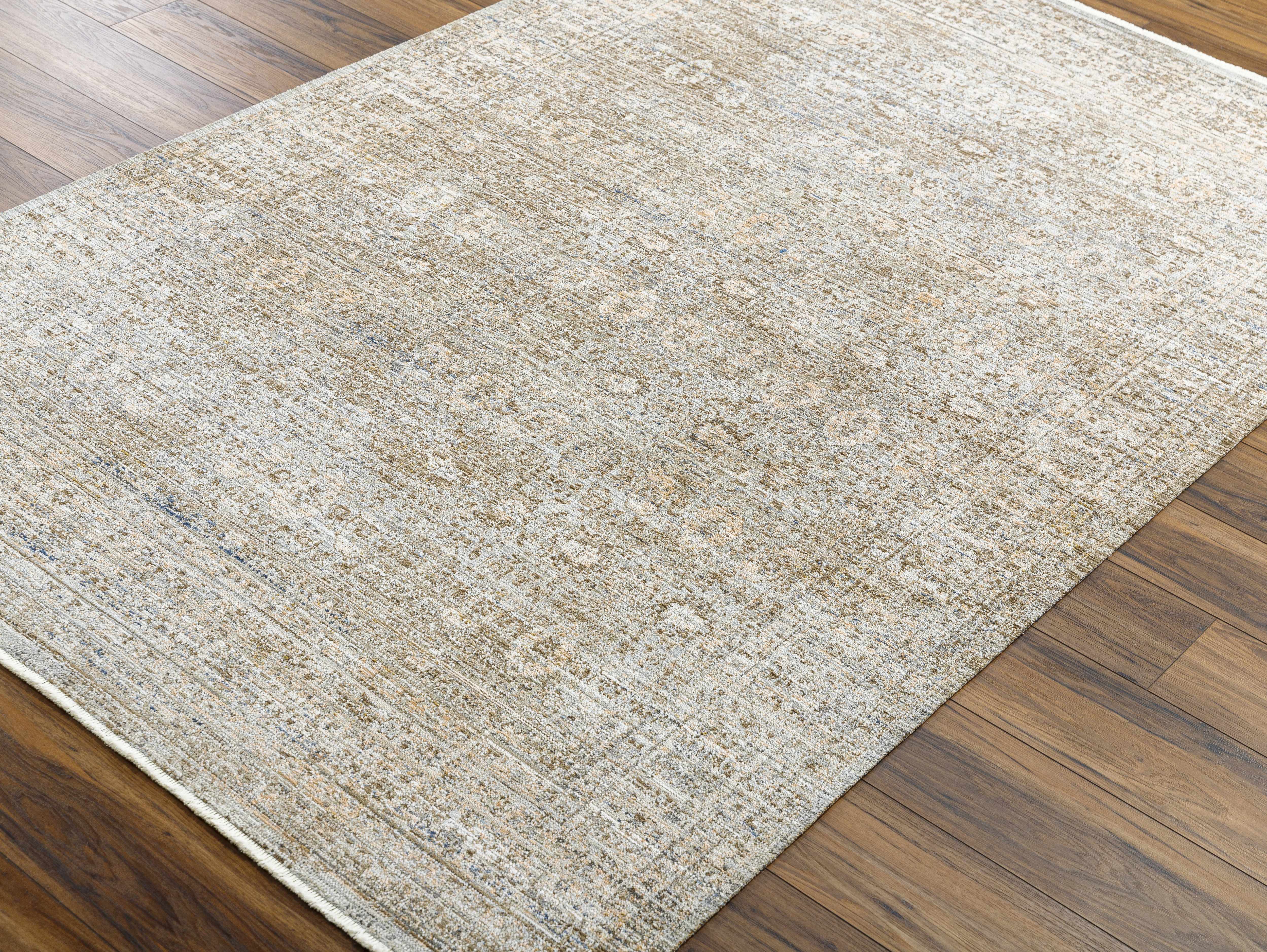 Margaret Damask Sage & Gray Washable 7ft Runner Rug - Livabliss x Becki Owens