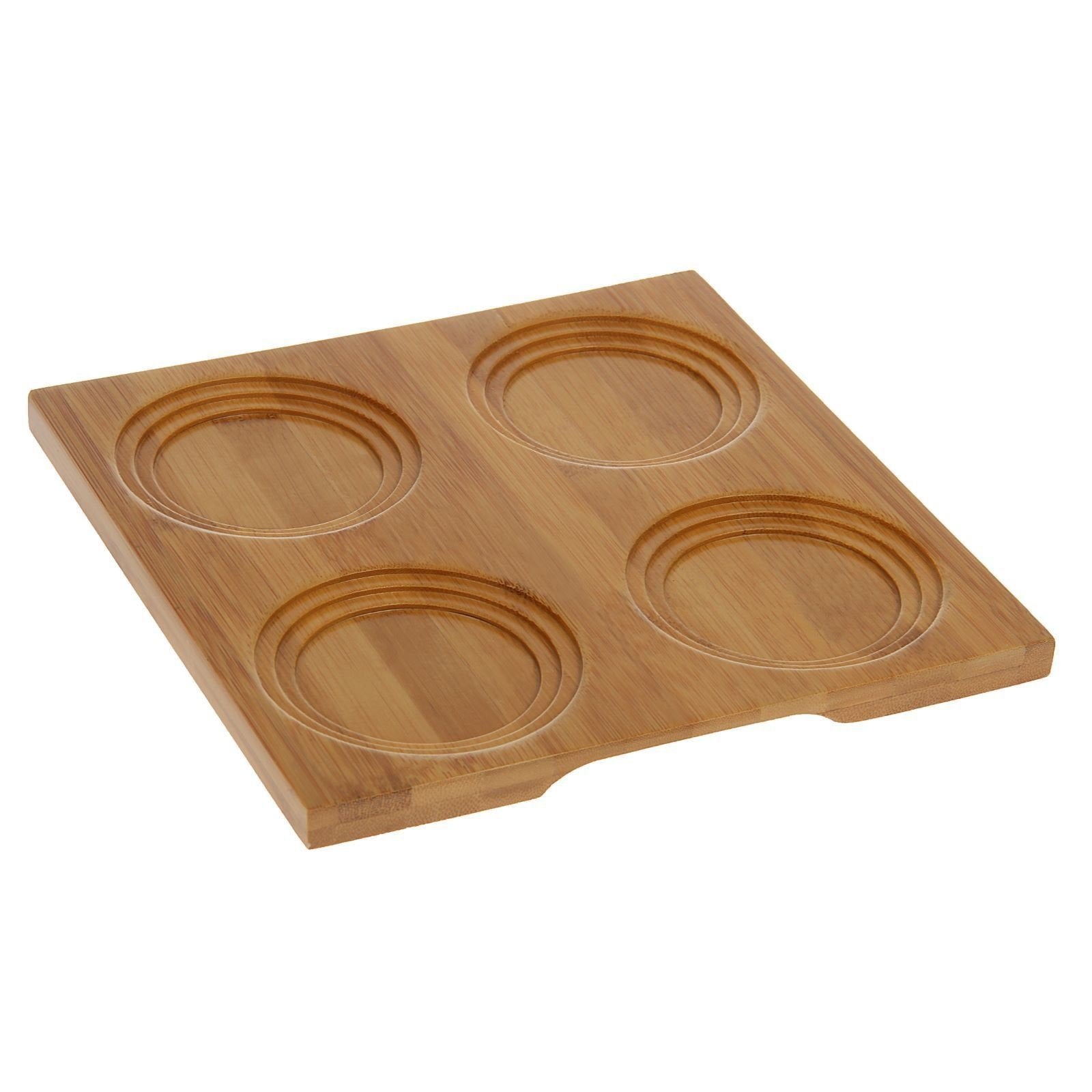Bamboo Tray With Build in Coaster  7.75" inch X 7.75" inch |