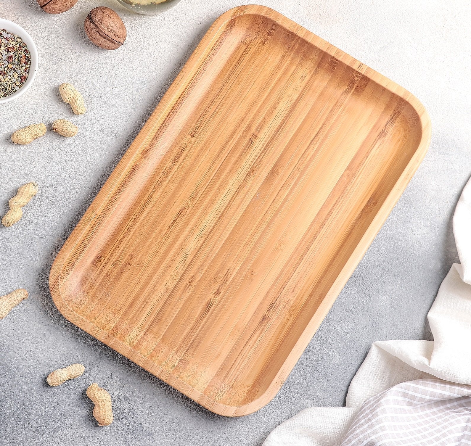 Set Of 3 Bamboo Platter 12" inch X 8" inch | For Appetizers / Barbecue / Burger Sliders