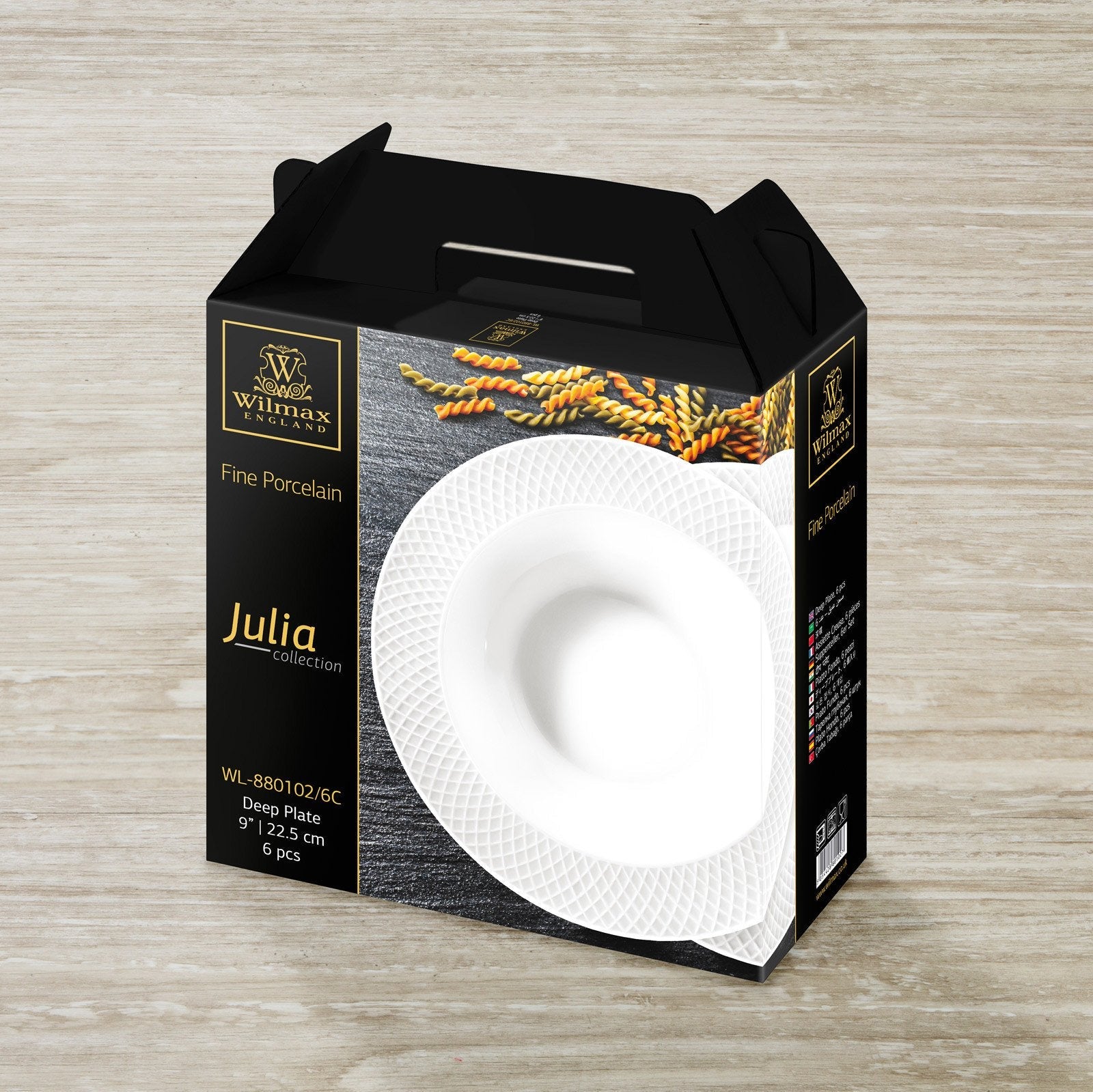 White Porcelain Deep Plate With Embossed Wide Rim 9" inch | For soup, pasta, salad