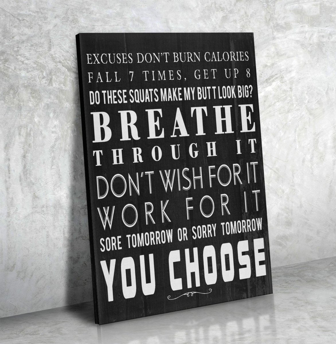 Breathe Through It Framed Canvas Wall Art Gym Fitness Decor Workout Exercise Motivation Art