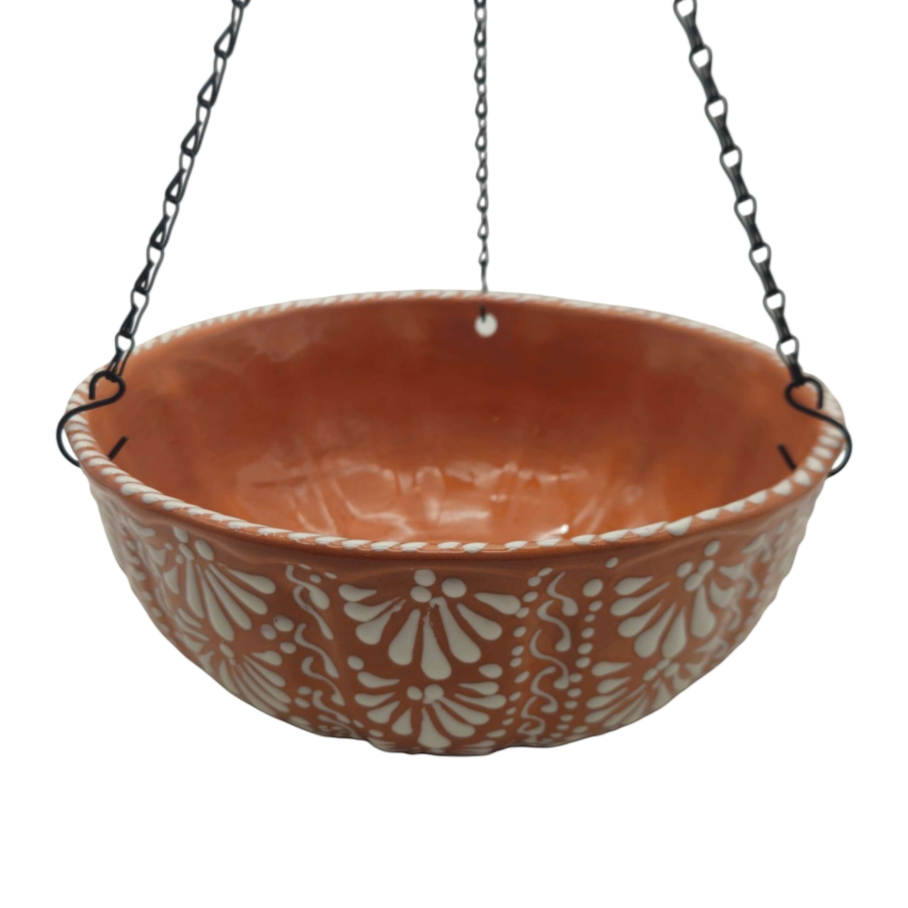Brown & White Talavera Hanging Planter | Mexican Ceramic Pot