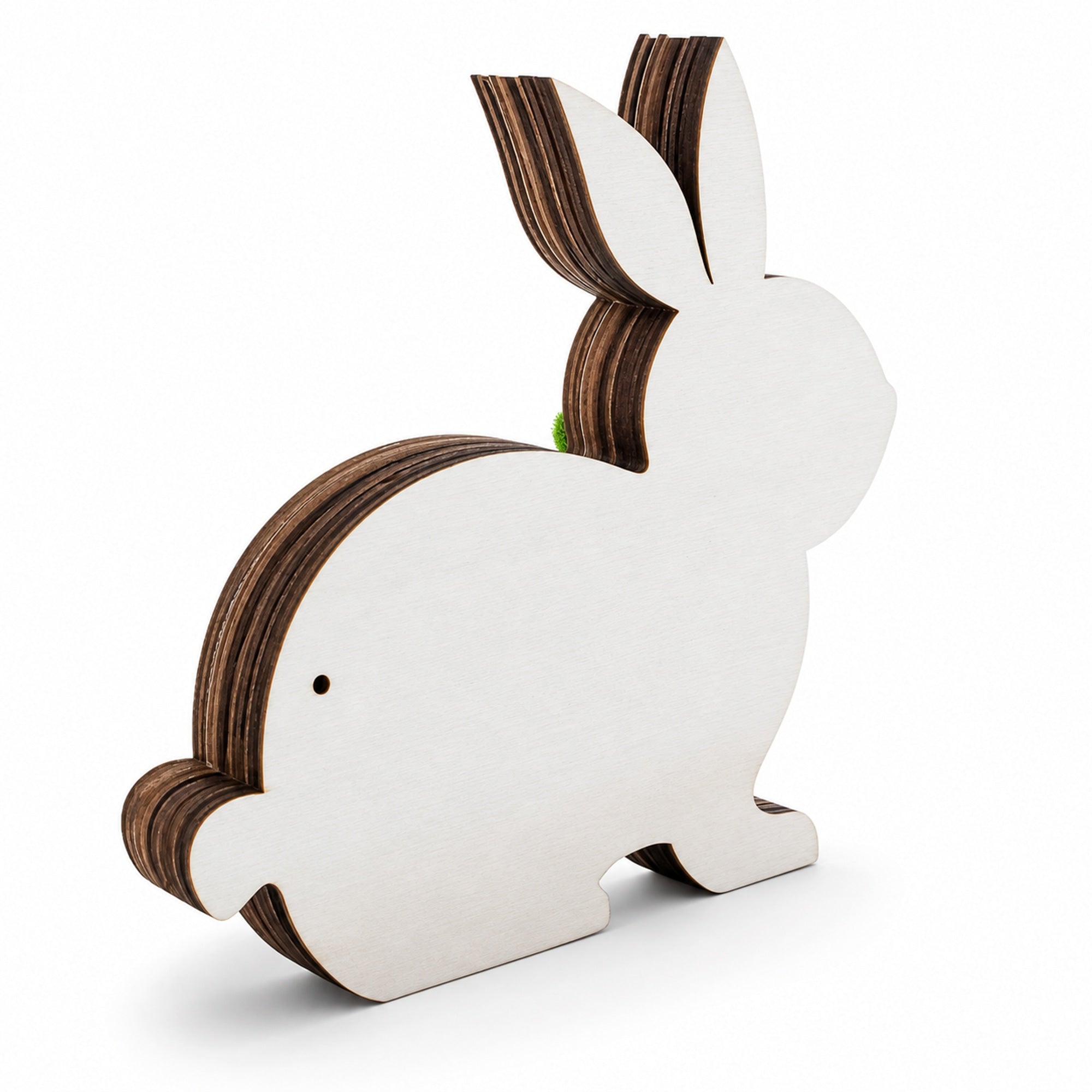 Bunny Shape Spring Garden with Butterflies Wooden Figurine
