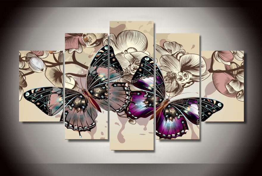 Butterflies In Motion 5-Piece Wall Art Canvas