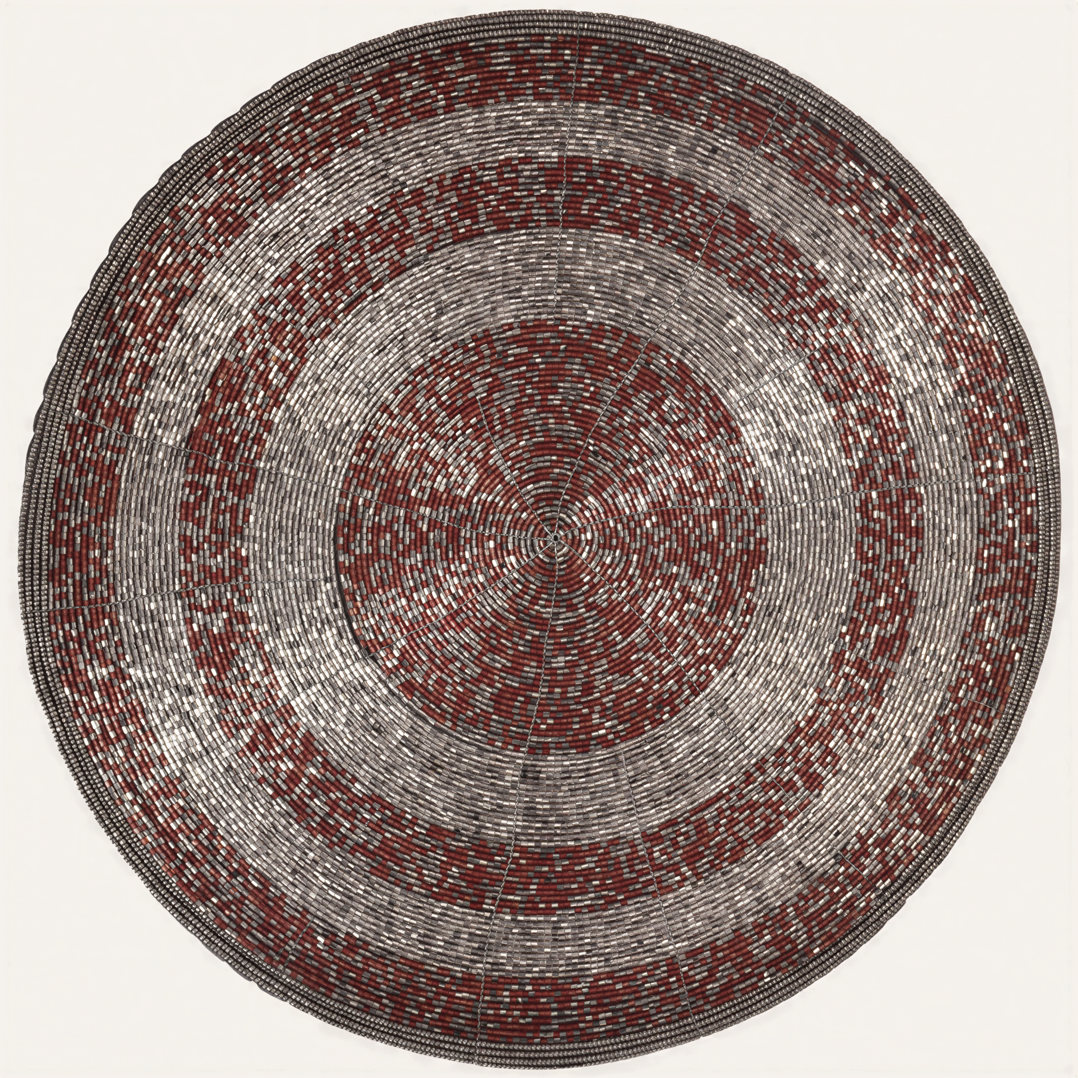 Beaded Placemats – Round Handmade Placemats with Embroidered Glass Beads | 14 Inch