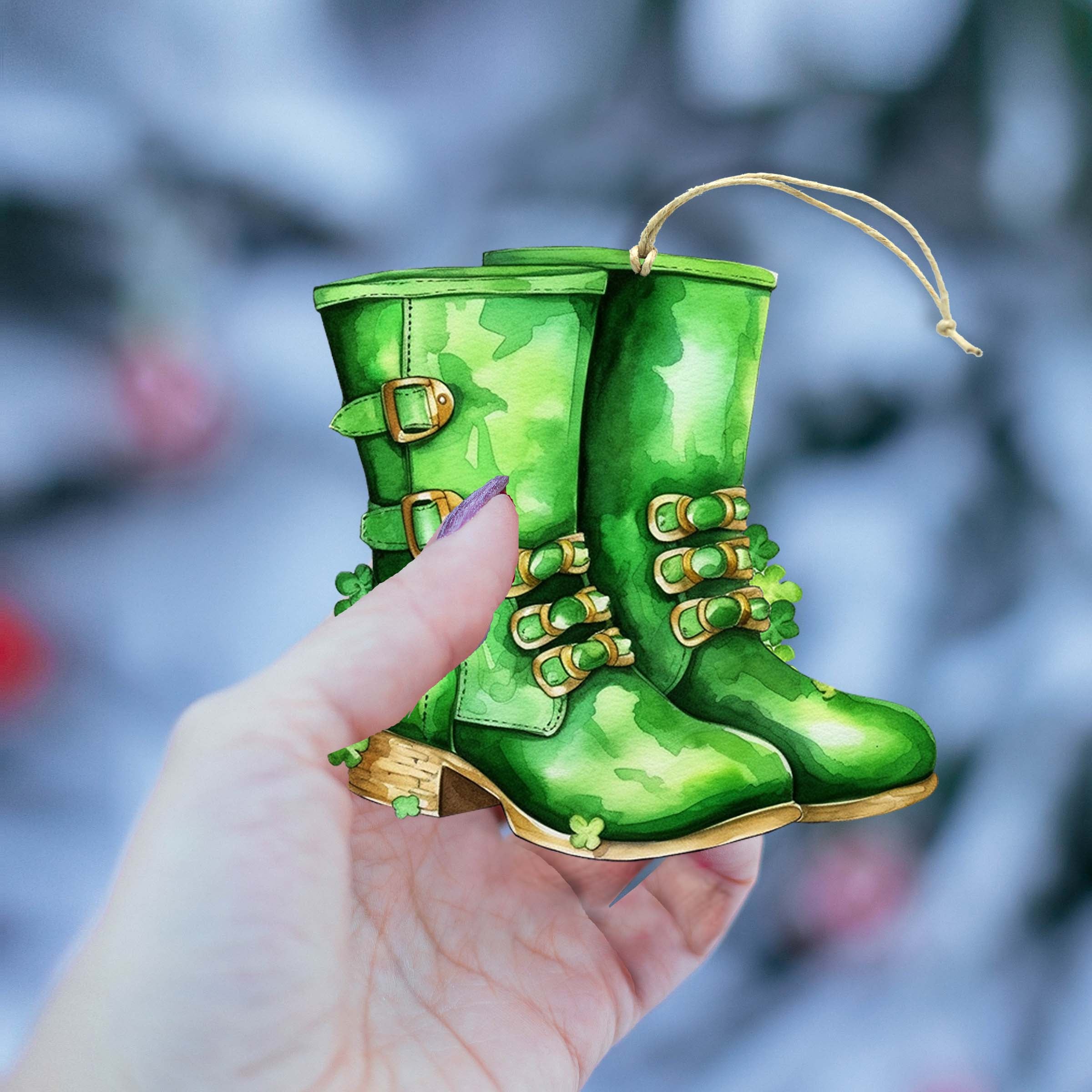 Irish Green Boots Wooden Ornaments by G. DeBrekht Easter Spring Decor - 8652777