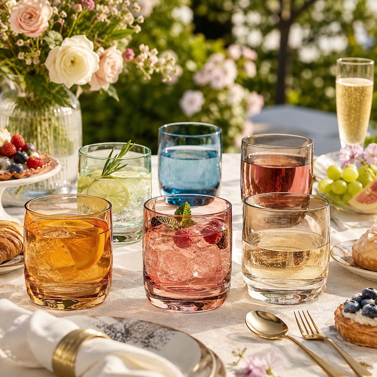 Tonal Lowball Whiskey Glassware, Set of 6