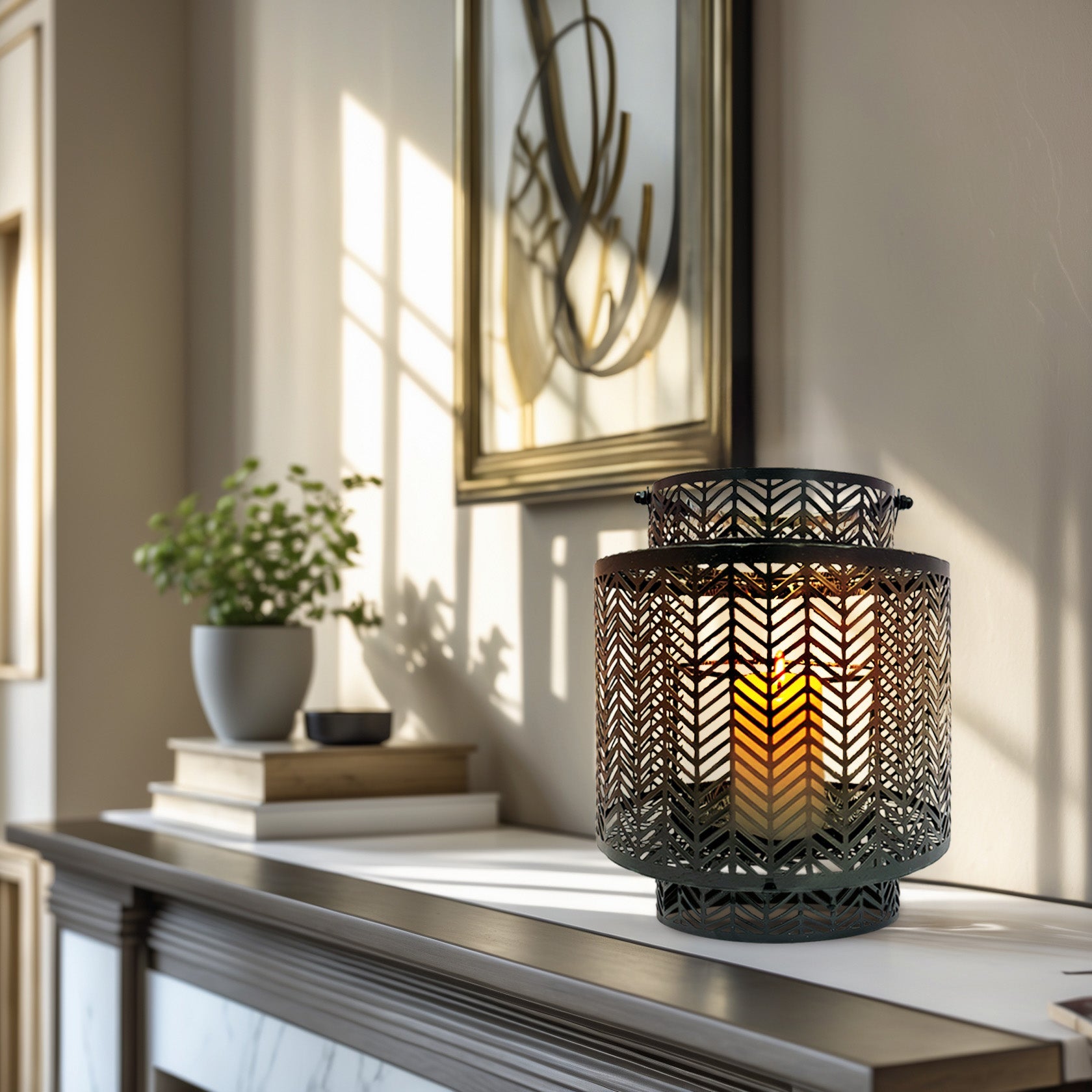 Black Hanging Candle Holder Lantern