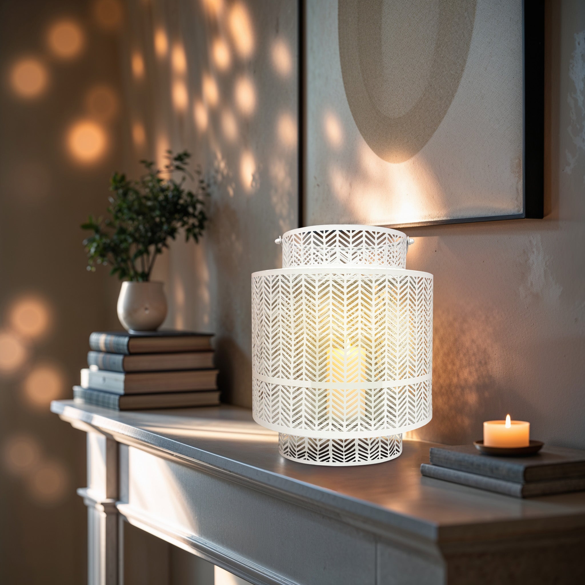 White Hanging Candle Holder Lantern