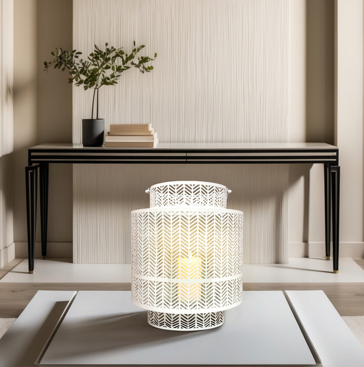White Hanging Candle Holder Lantern