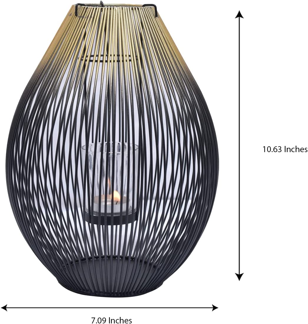 Black and Gold Candle Holder Lantern