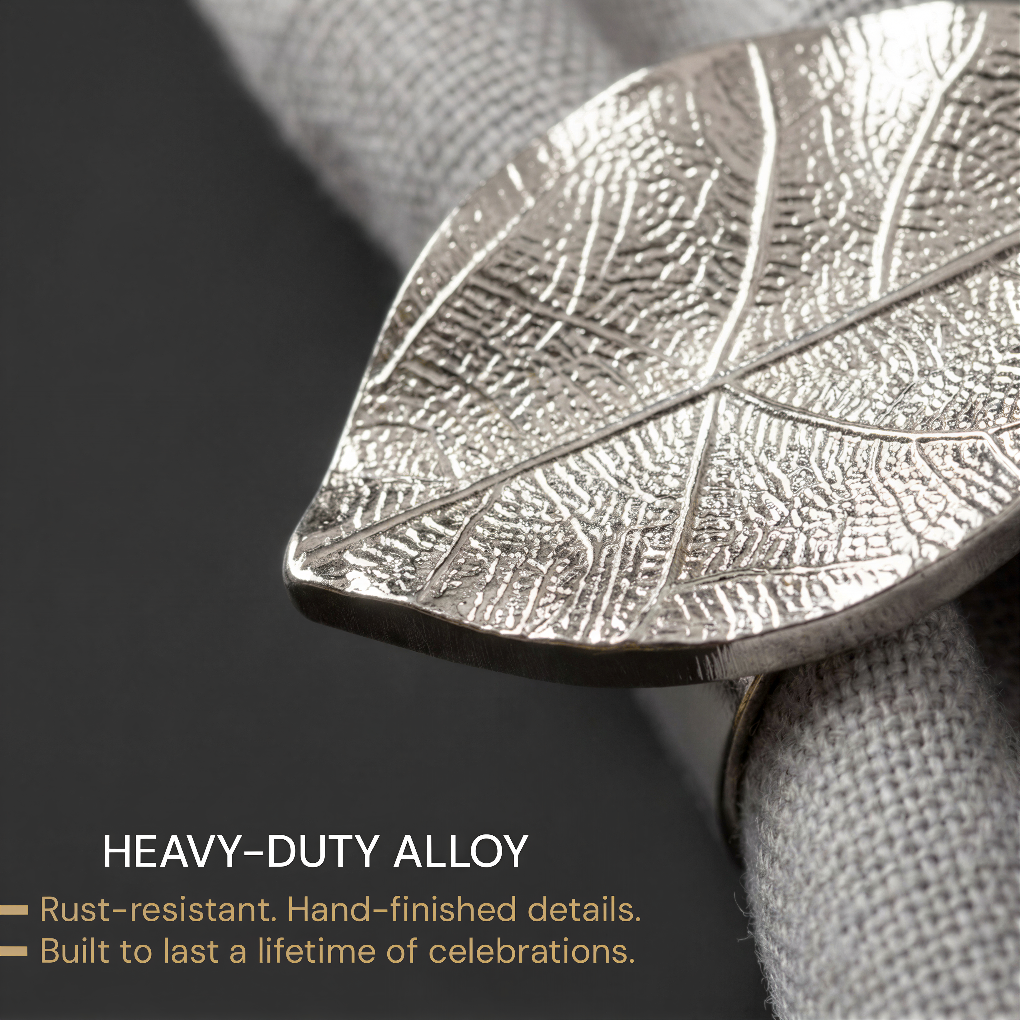 Silver Leaf Napkin Rings – Elegant Decorative Table Setting Rings in Rust-Resistant Alloy