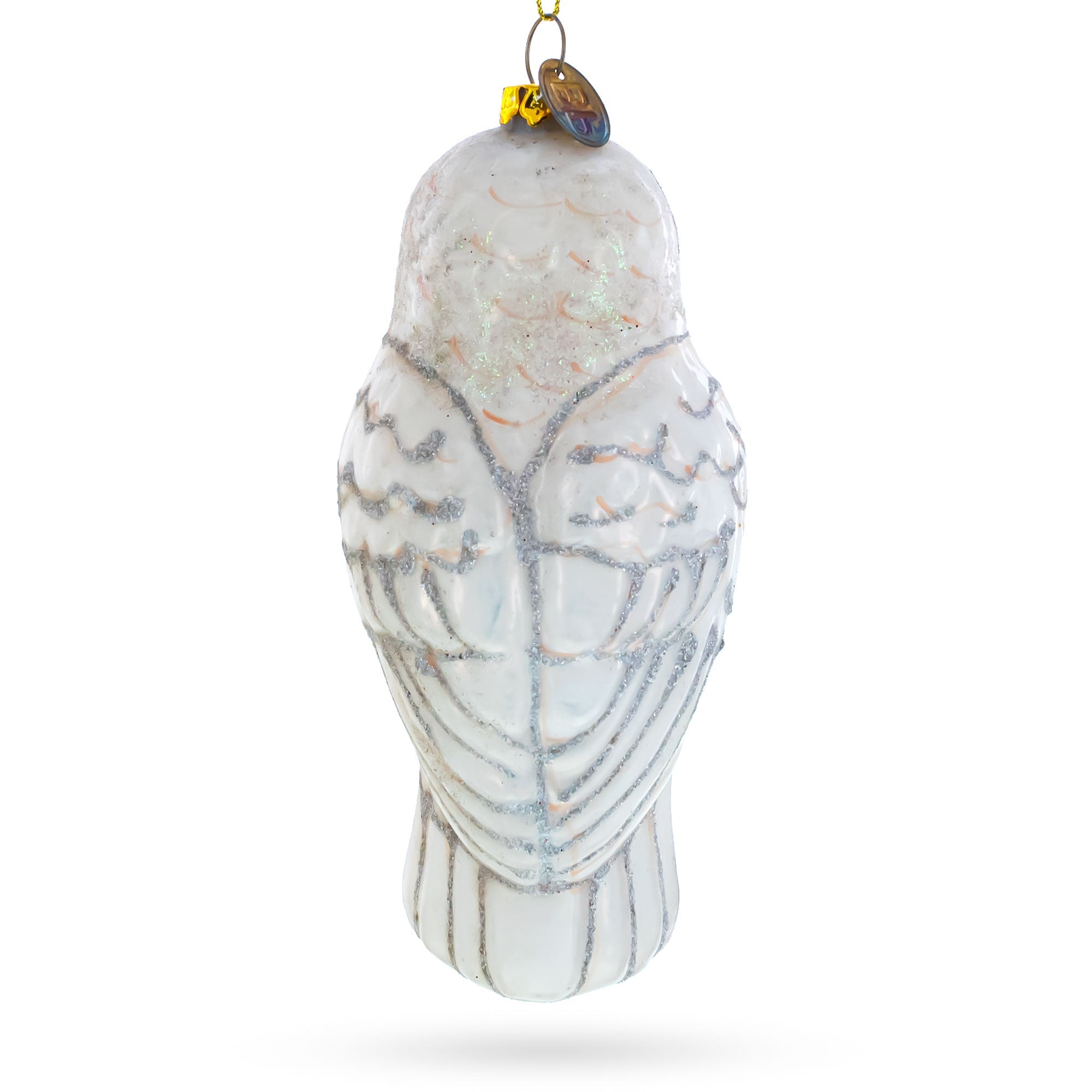 Woodland White Owl Glass Christmas Ornament