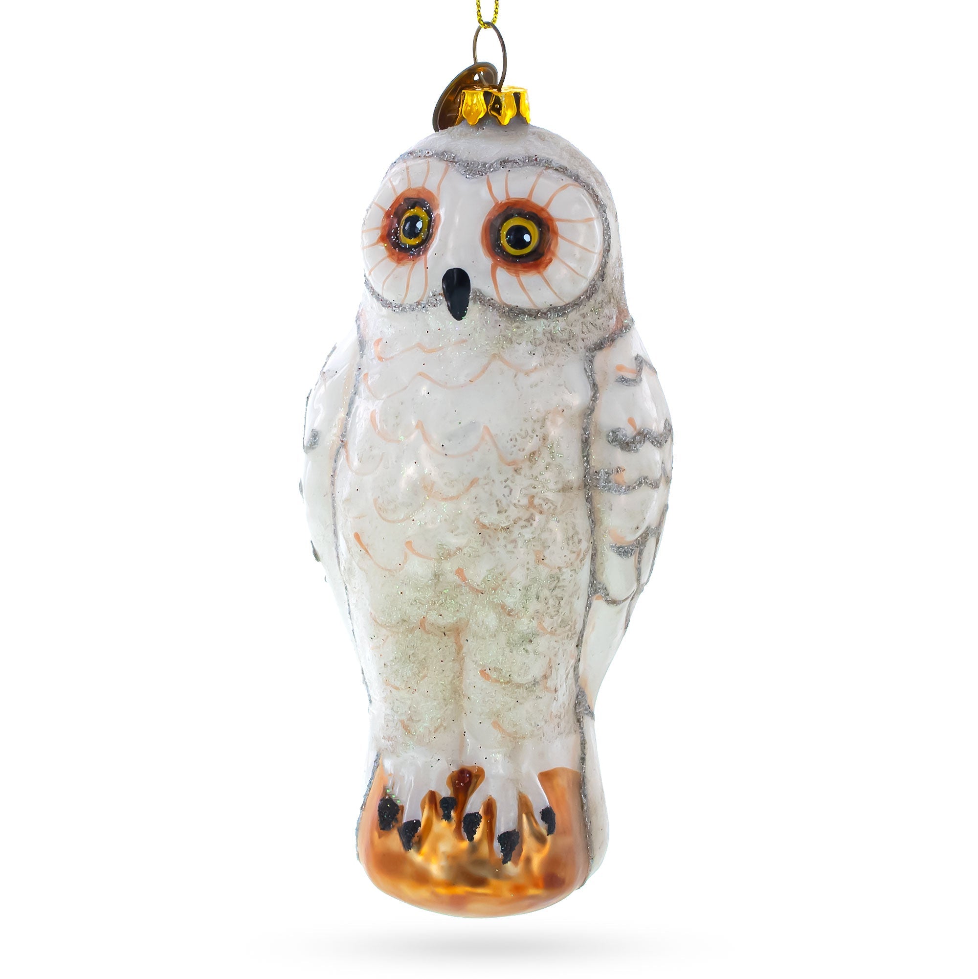 Woodland White Owl Glass Christmas Ornament