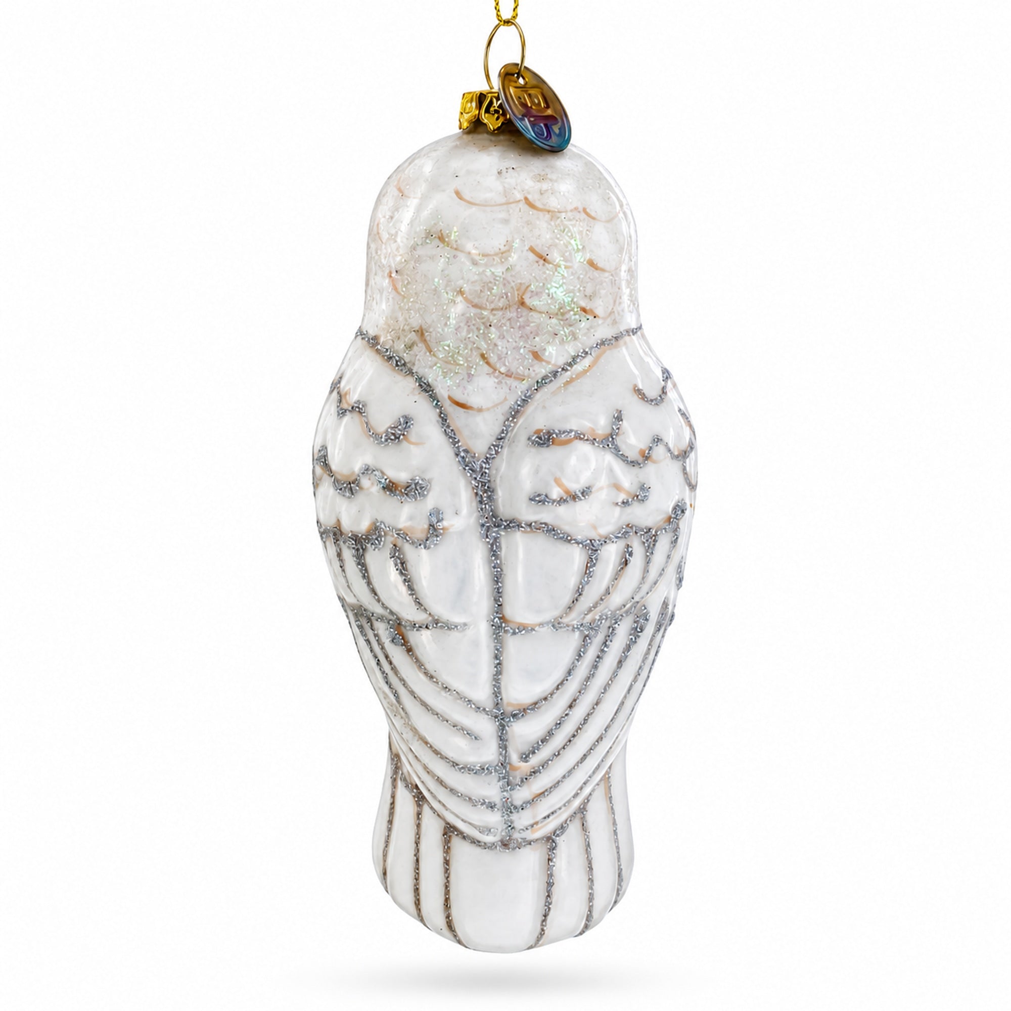 Woodland White Owl Glass Christmas Ornament