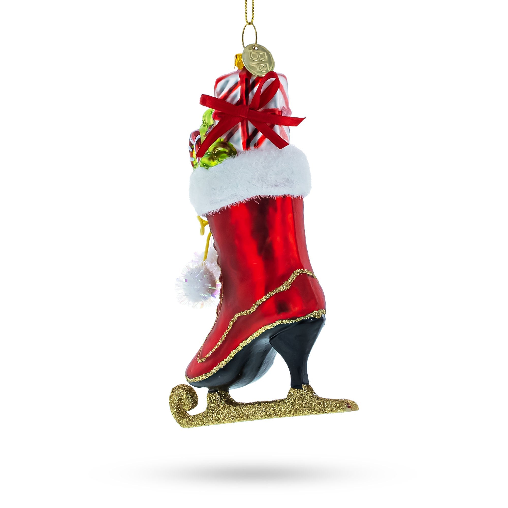 Red Ice Skate Glass Christmas Ornament