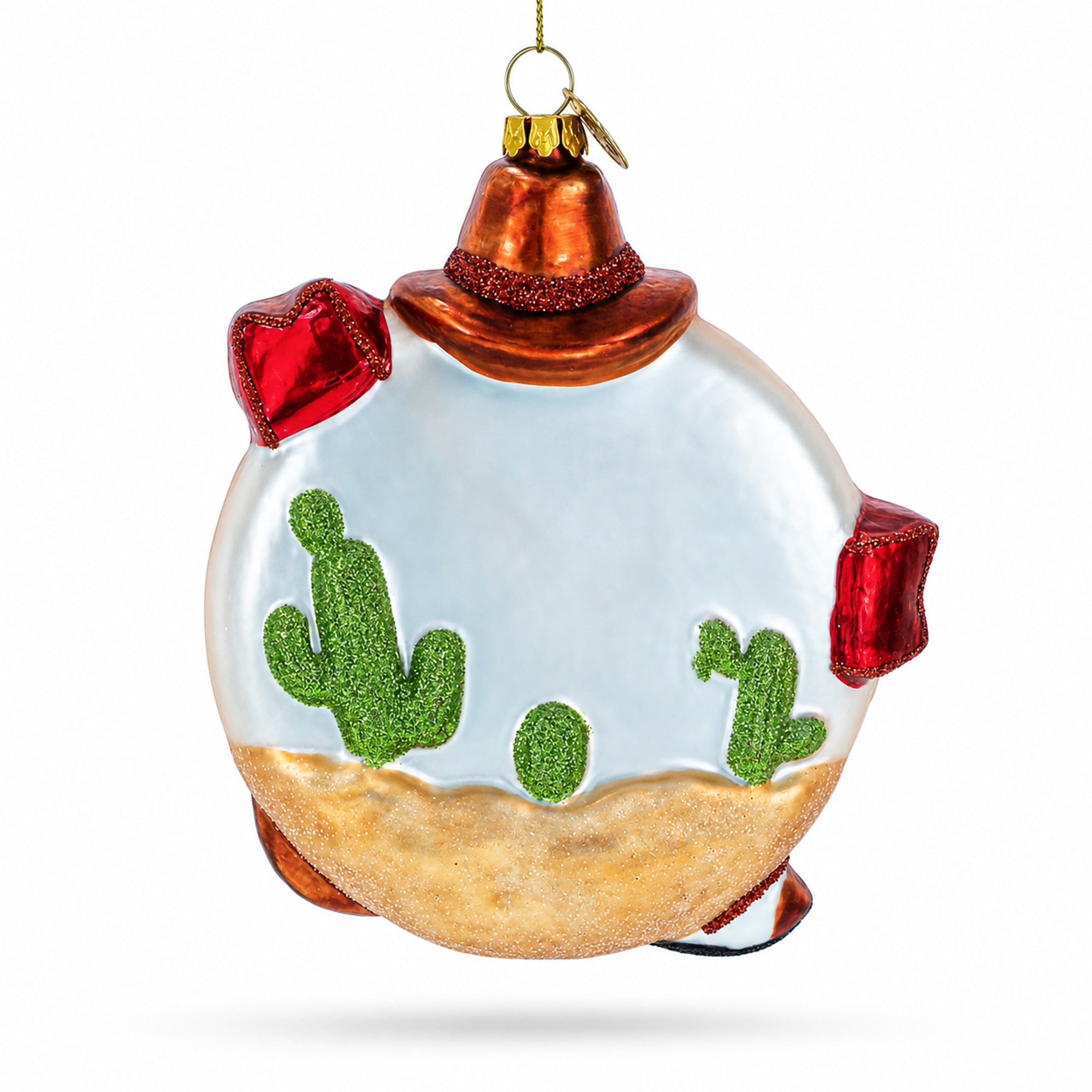 Western Ensemble with Guitar, Cowboy Boots Glass Christmas Ornament