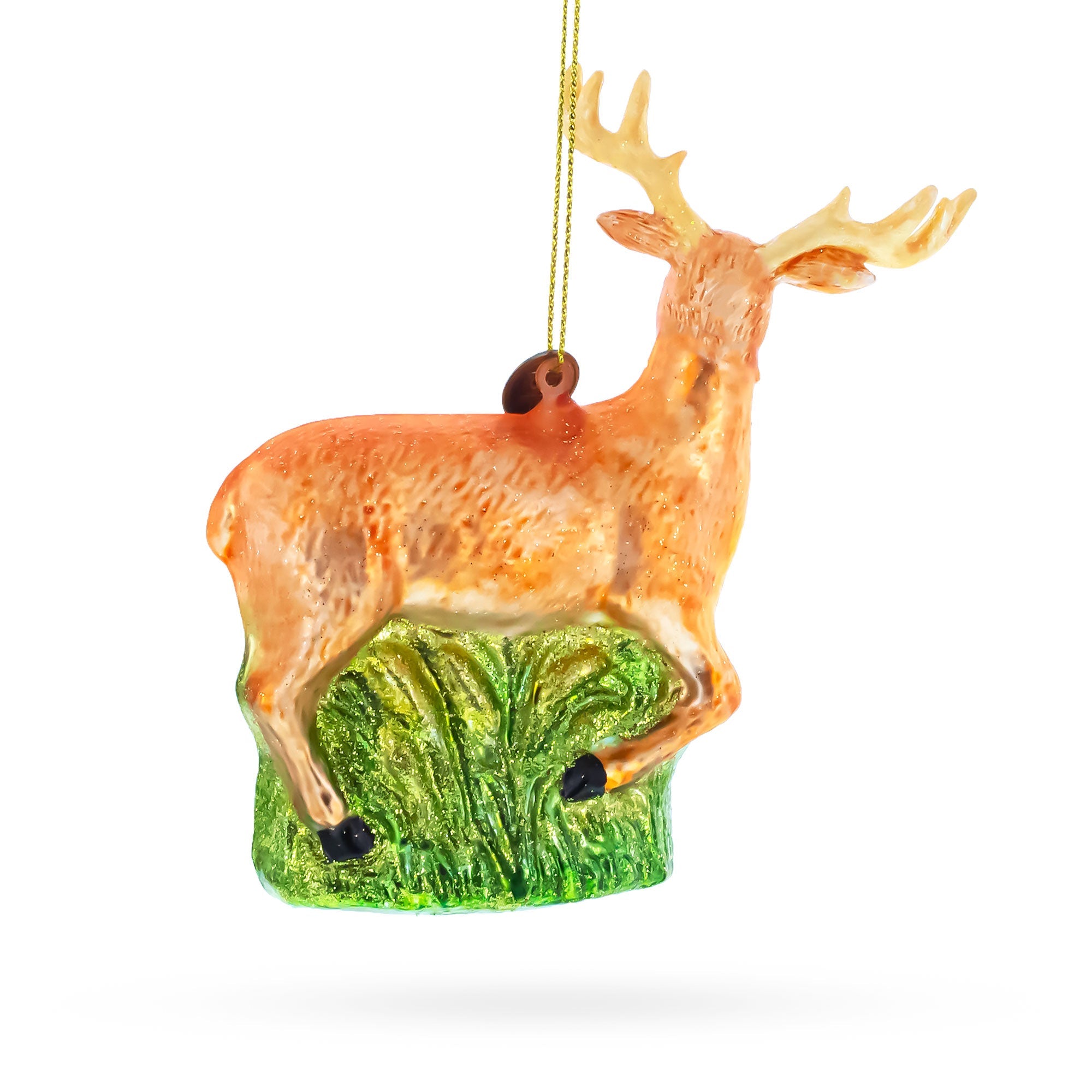 White-Tailed Deer Glass Christmas Ornament