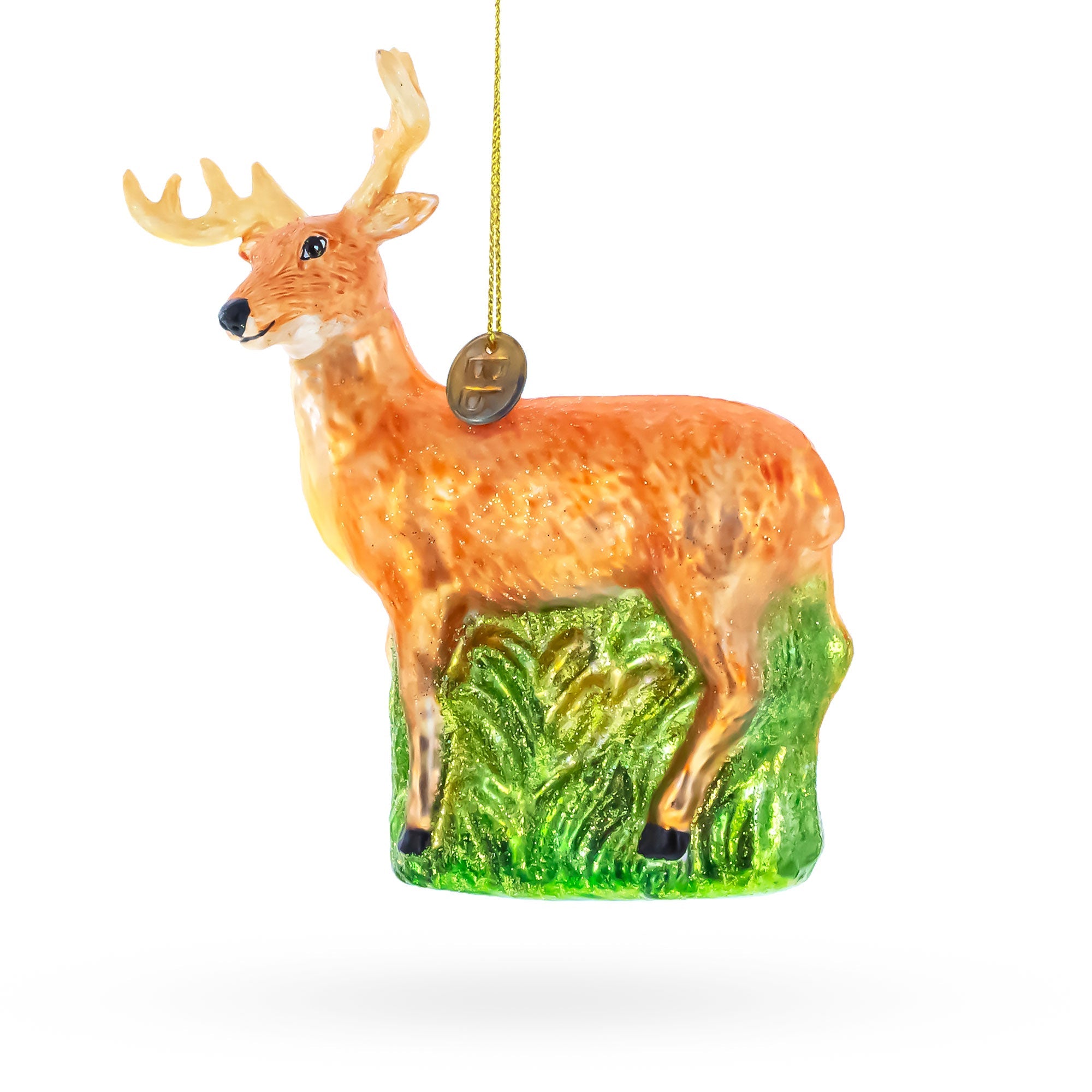 White-Tailed Deer Glass Christmas Ornament