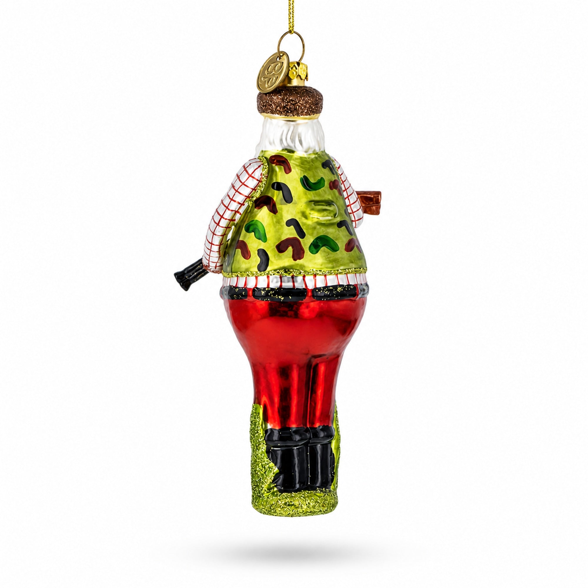 Hunter Santa Glass Christmas Ornament