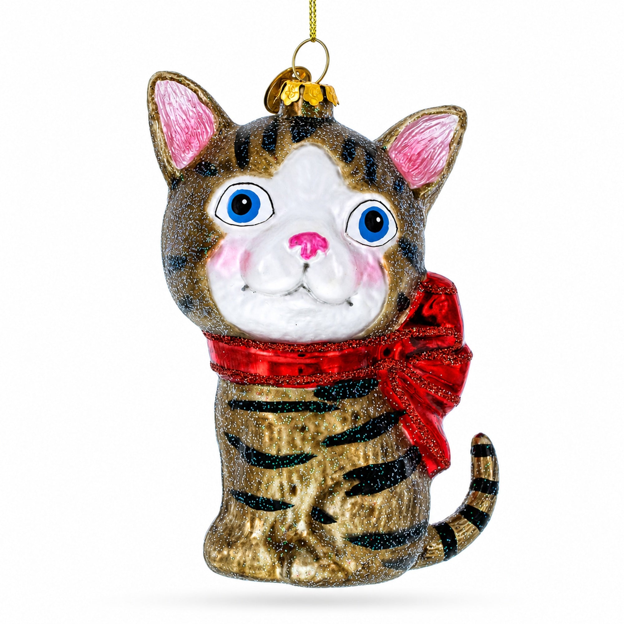 Blue-Eyed Cat Glass Christmas Ornament