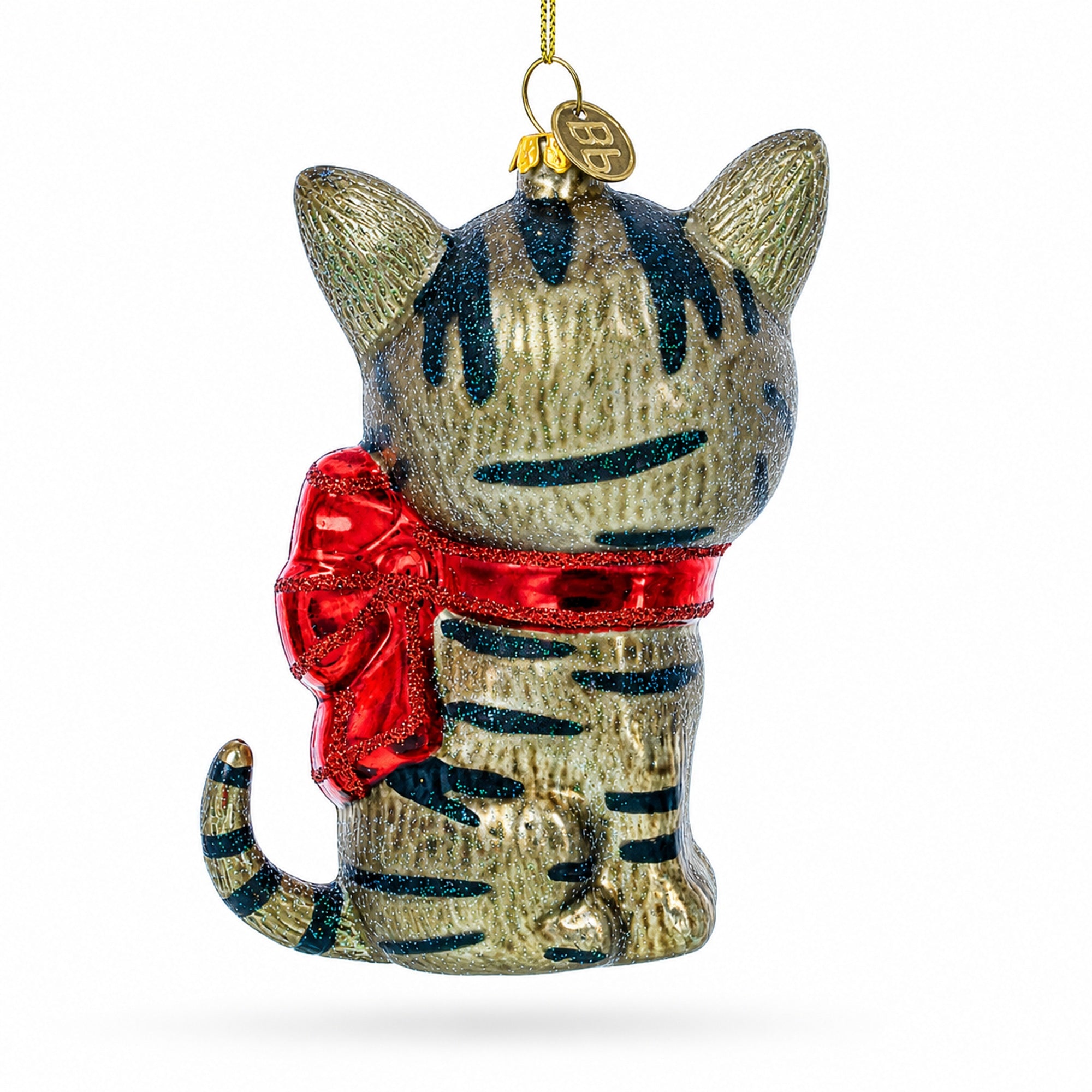 Blue-Eyed Cat Glass Christmas Ornament