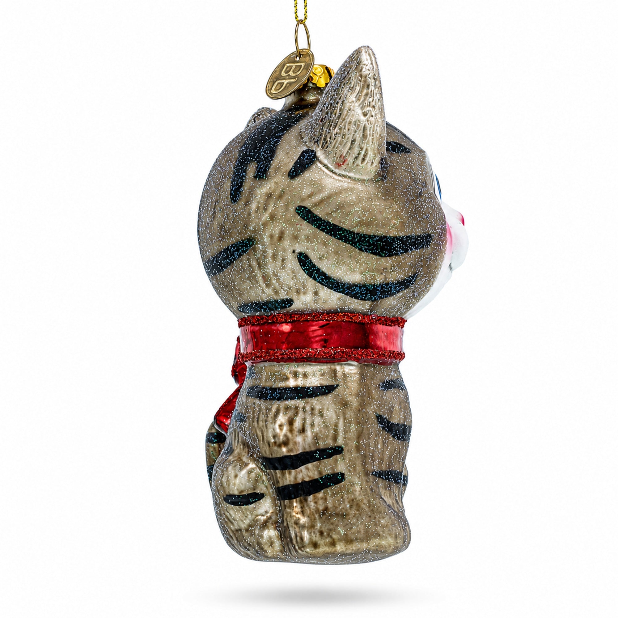 Blue-Eyed Cat Glass Christmas Ornament