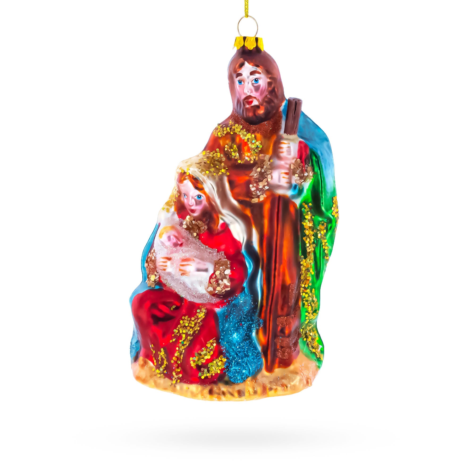 Sacred Holy Family Glass Christmas Ornament