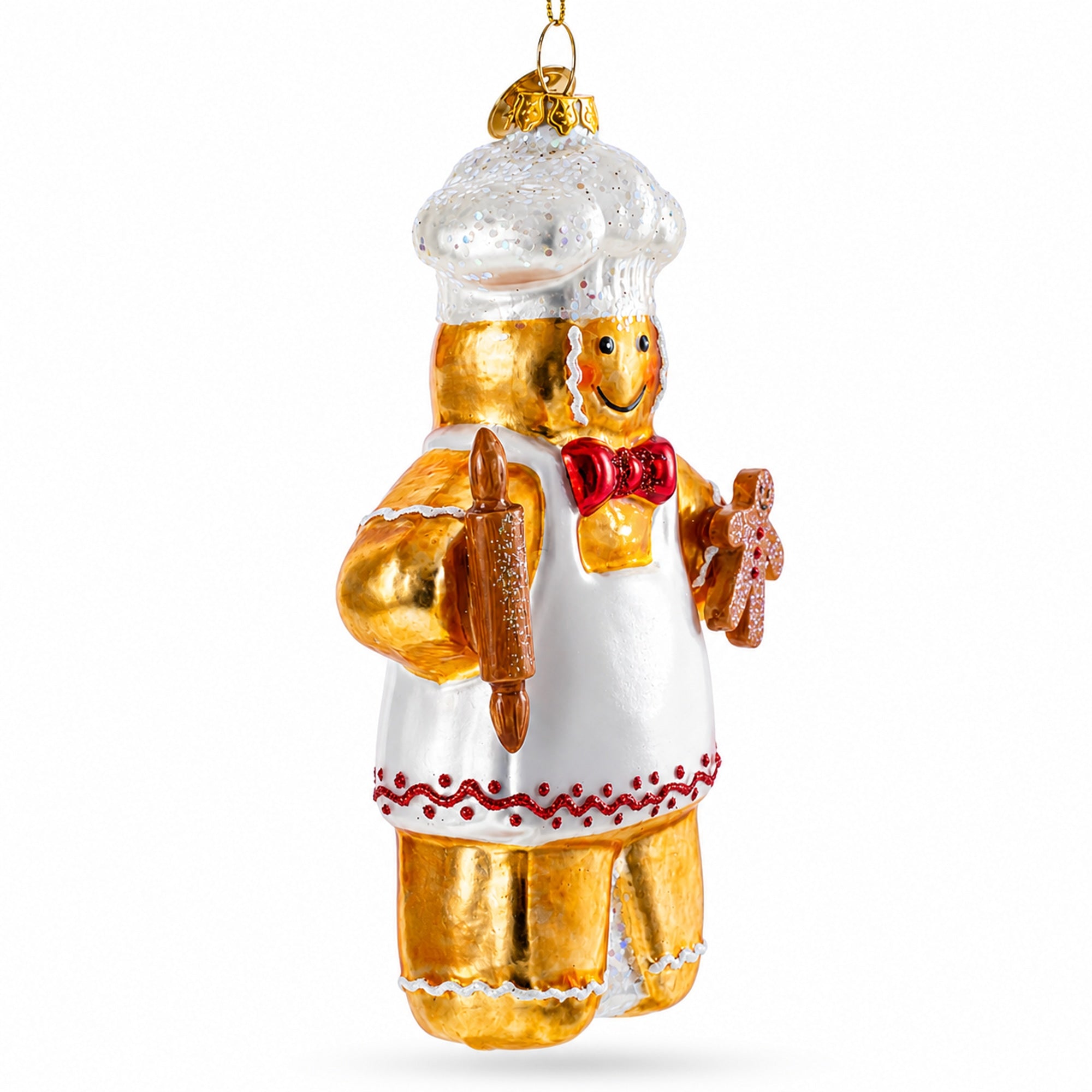 Baking Gingerbread Man Glass Christmas Ornament
