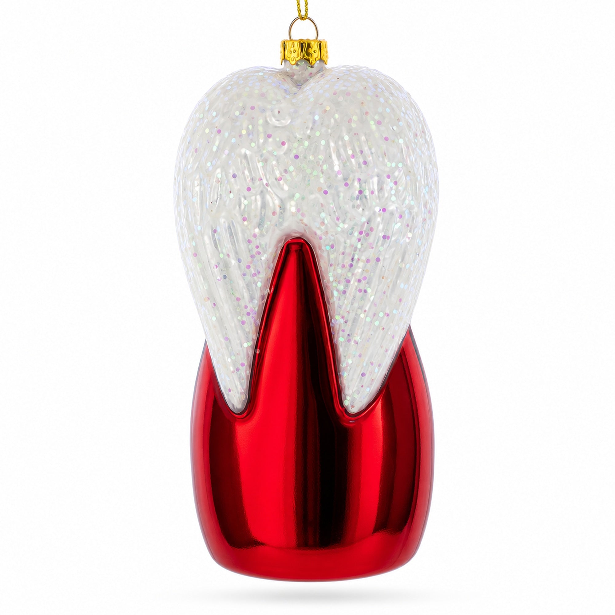 Guardian Angel over Nativity Glass Christmas Ornament