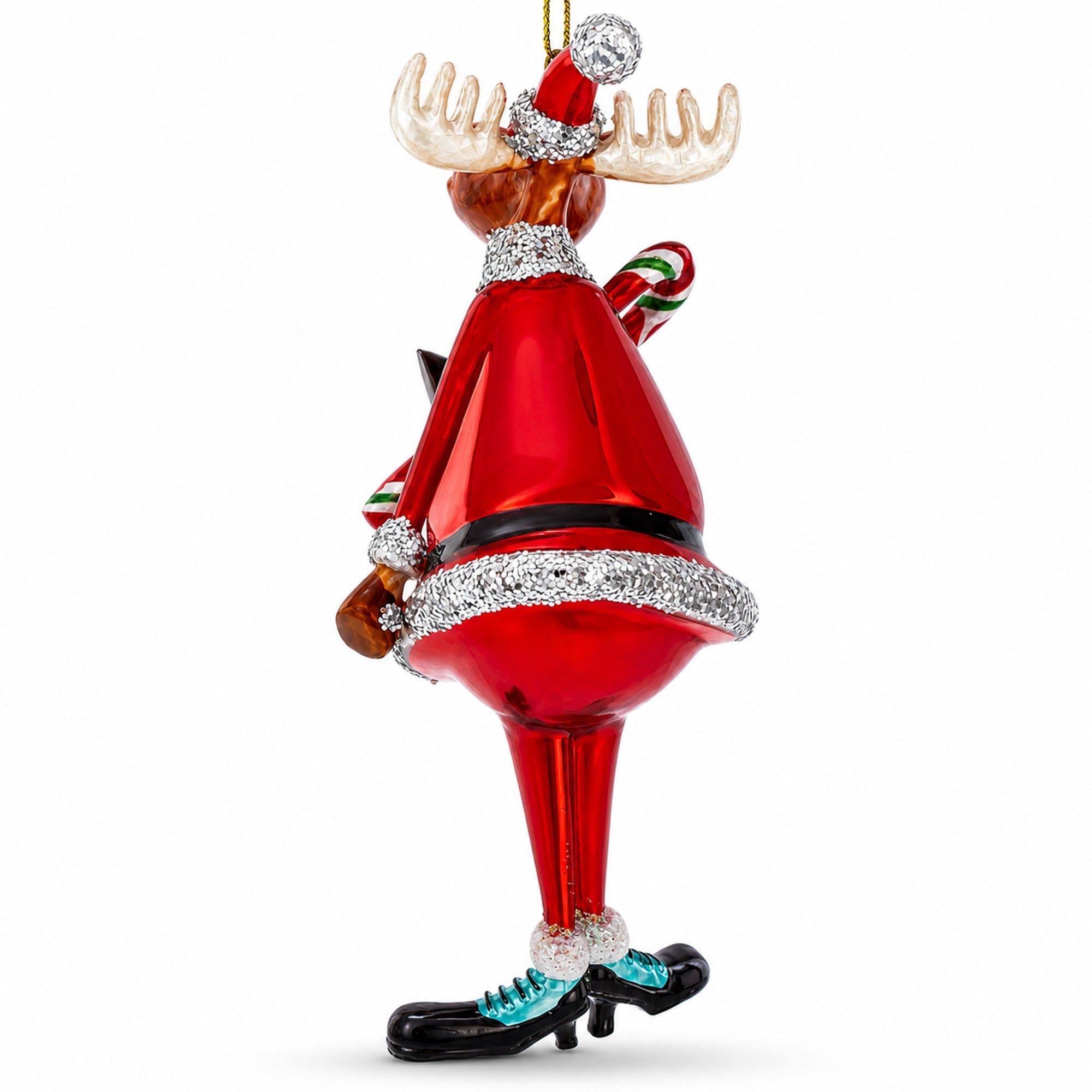 Chubby Moose Glass Christmas Ornament