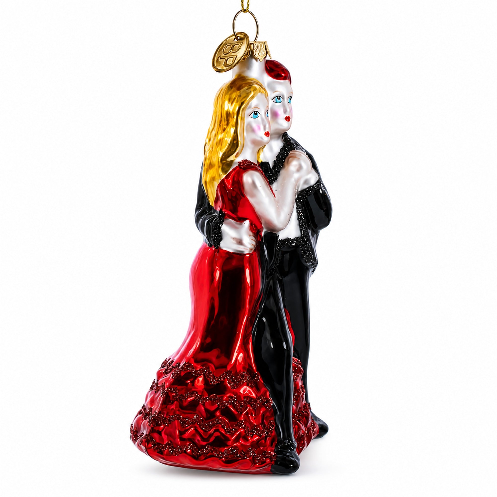 Graceful Dancing Couple Glass Christmas Ornament