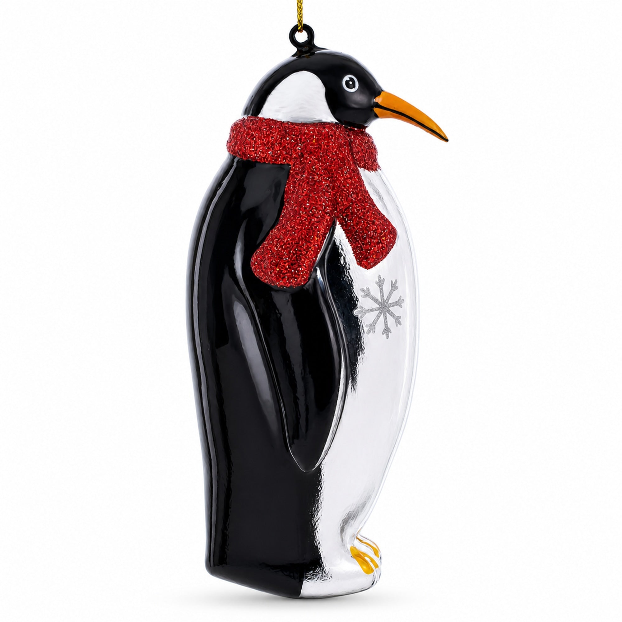 Penguin with Scarf Glass Christmas Ornament