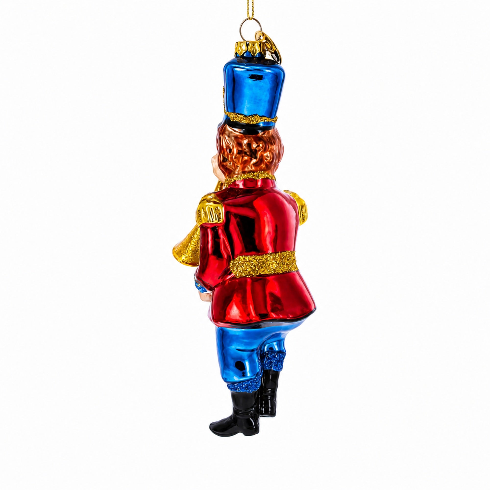 Monkey Nutcracker with Trumpet Glass Christmas Ornament