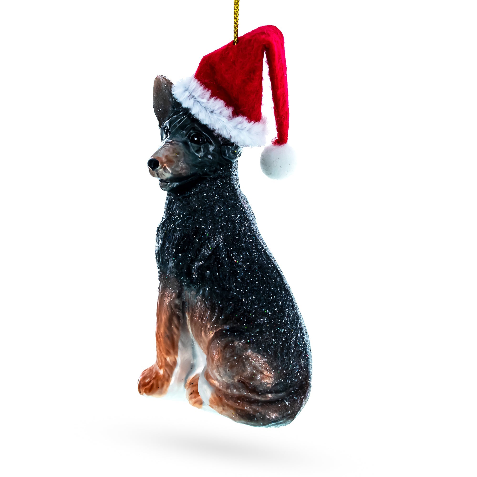 German Shepherd Puppy Glass Christmas Ornament