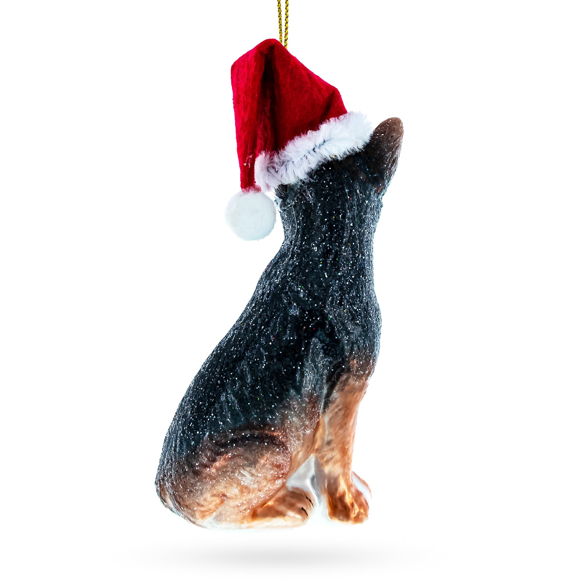 German Shepherd Puppy Glass Christmas Ornament