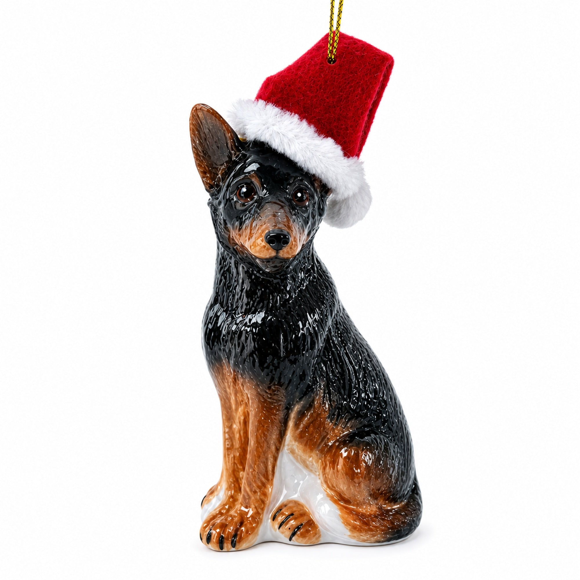 German Shepherd Puppy Glass Christmas Ornament