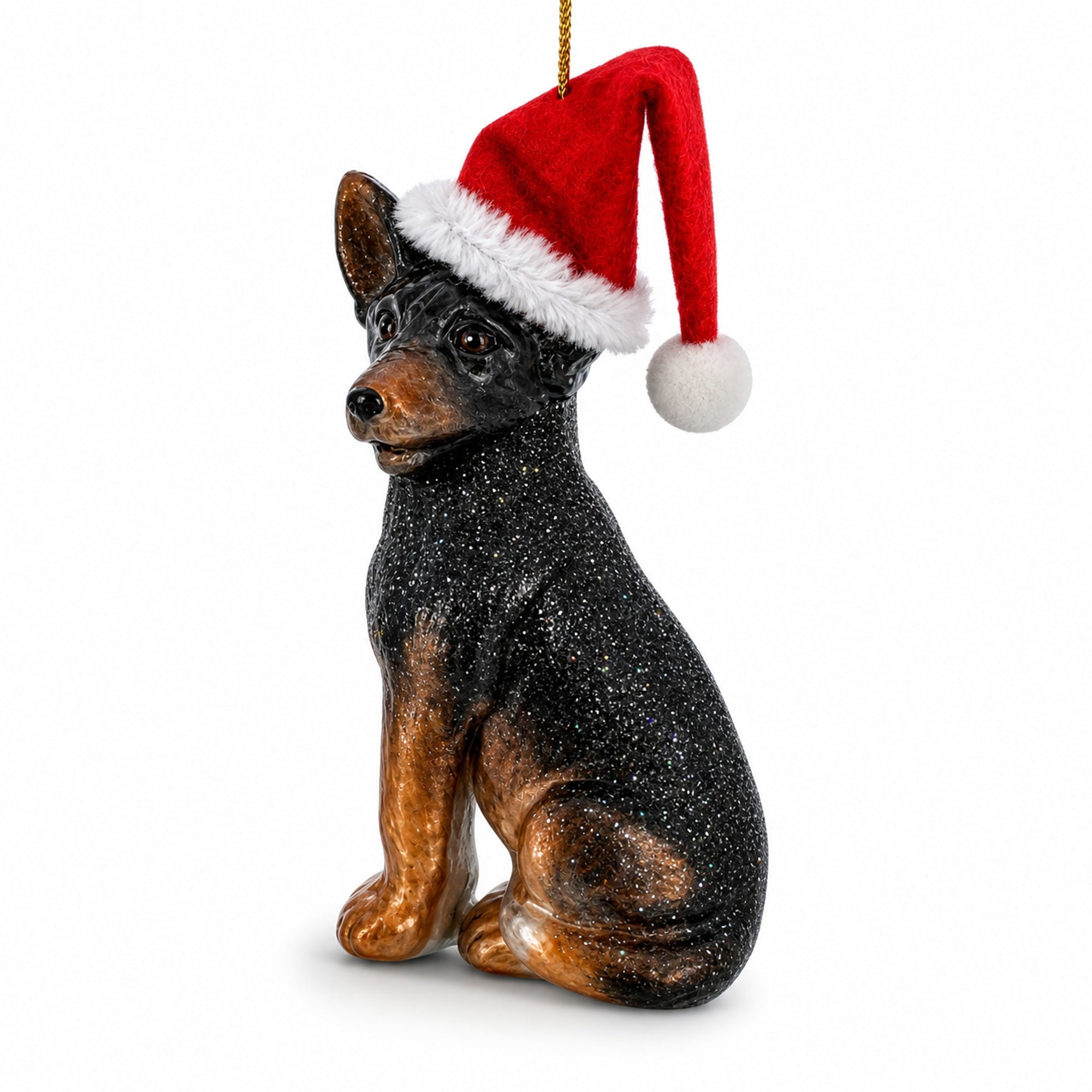 German Shepherd Puppy Glass Christmas Ornament
