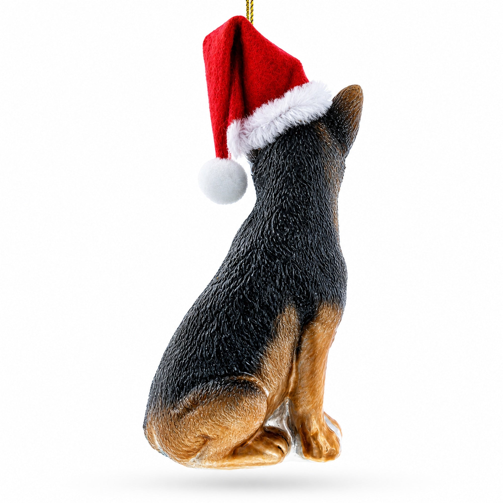German Shepherd Puppy Glass Christmas Ornament
