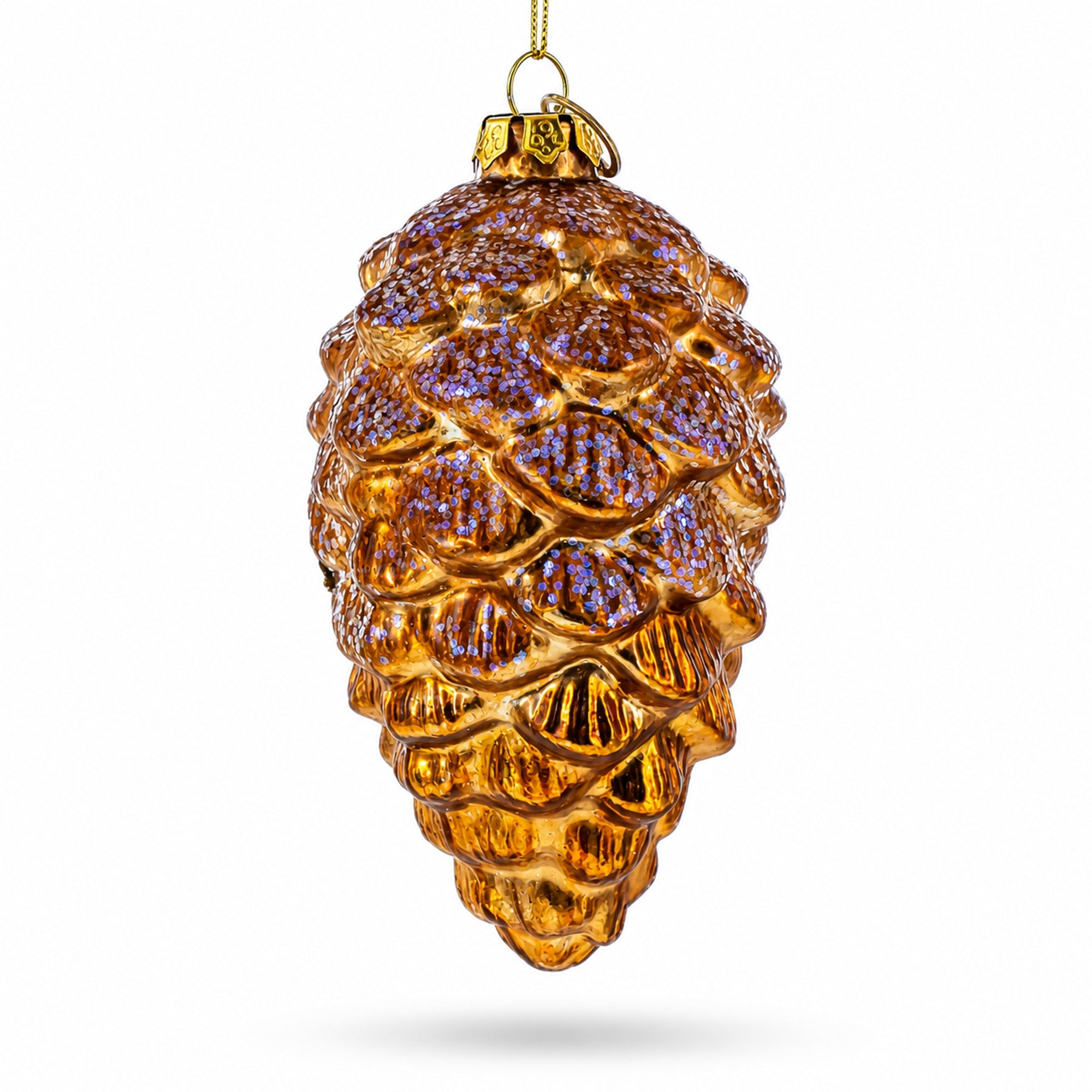 Squirrel Nestled in Pine Cone Glass Christmas Ornament