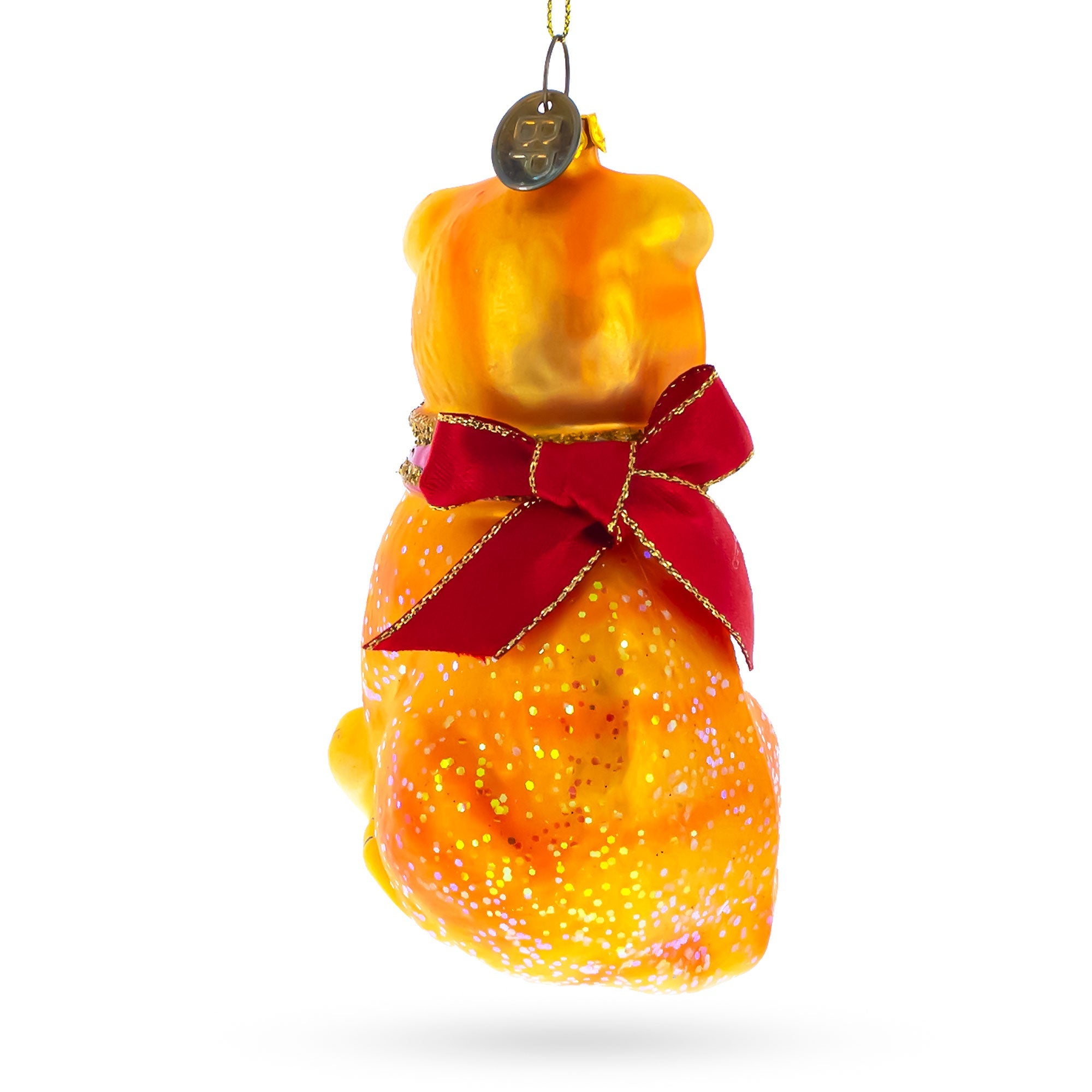 Cat with Red Scarf Glass Christmas Ornament