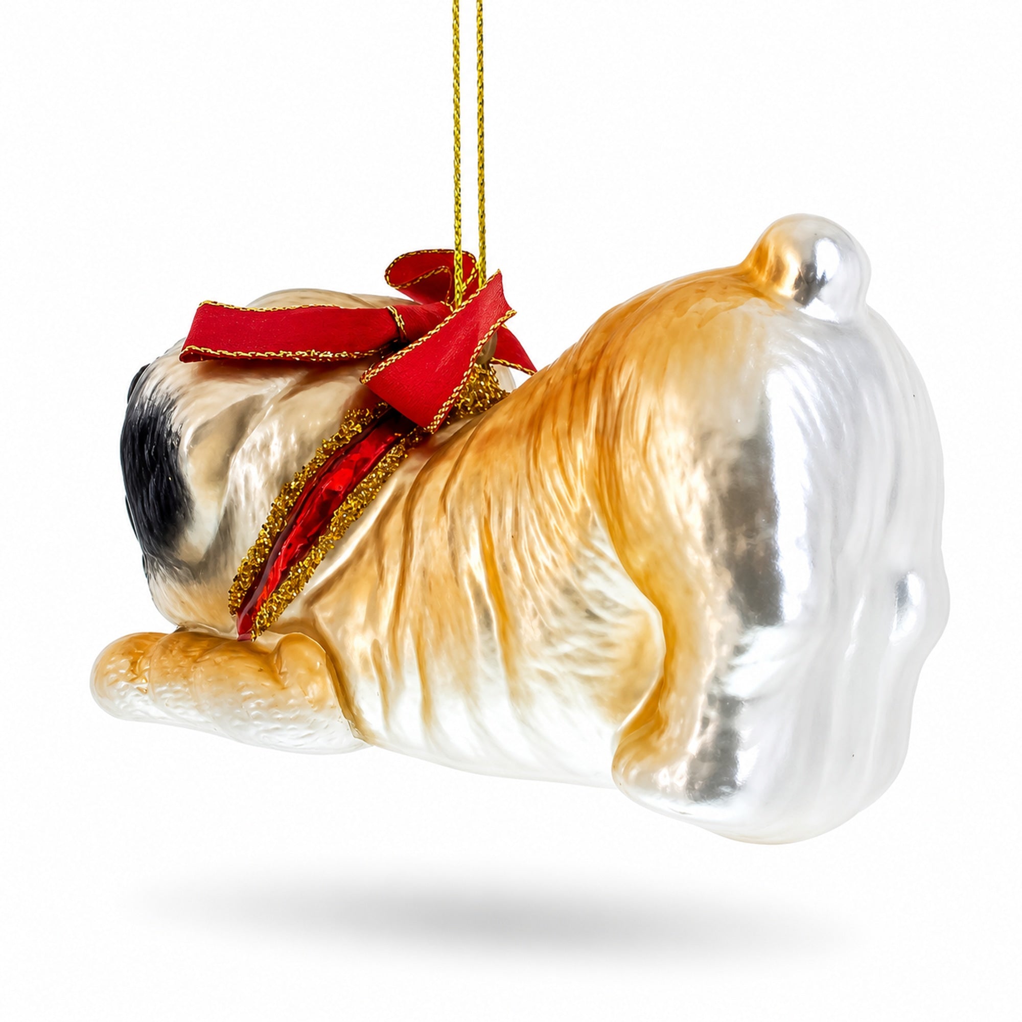 Pug Dog Glass Christmas Ornament