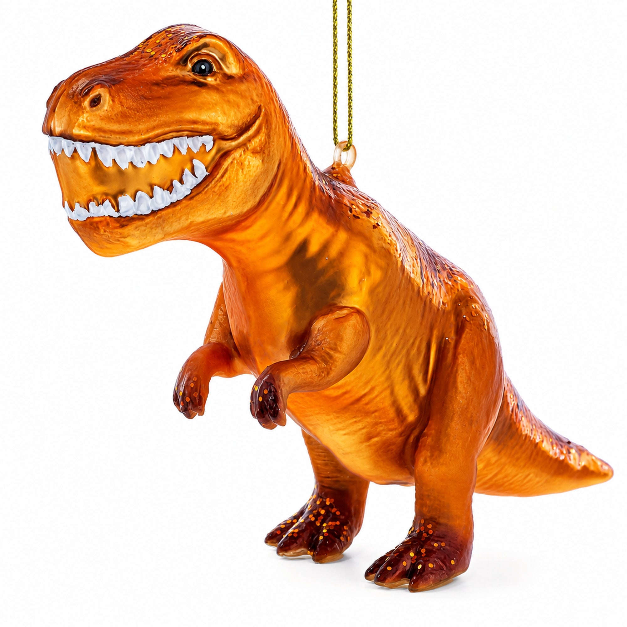 T-Rex Dinosaur Glass Christmas Ornament